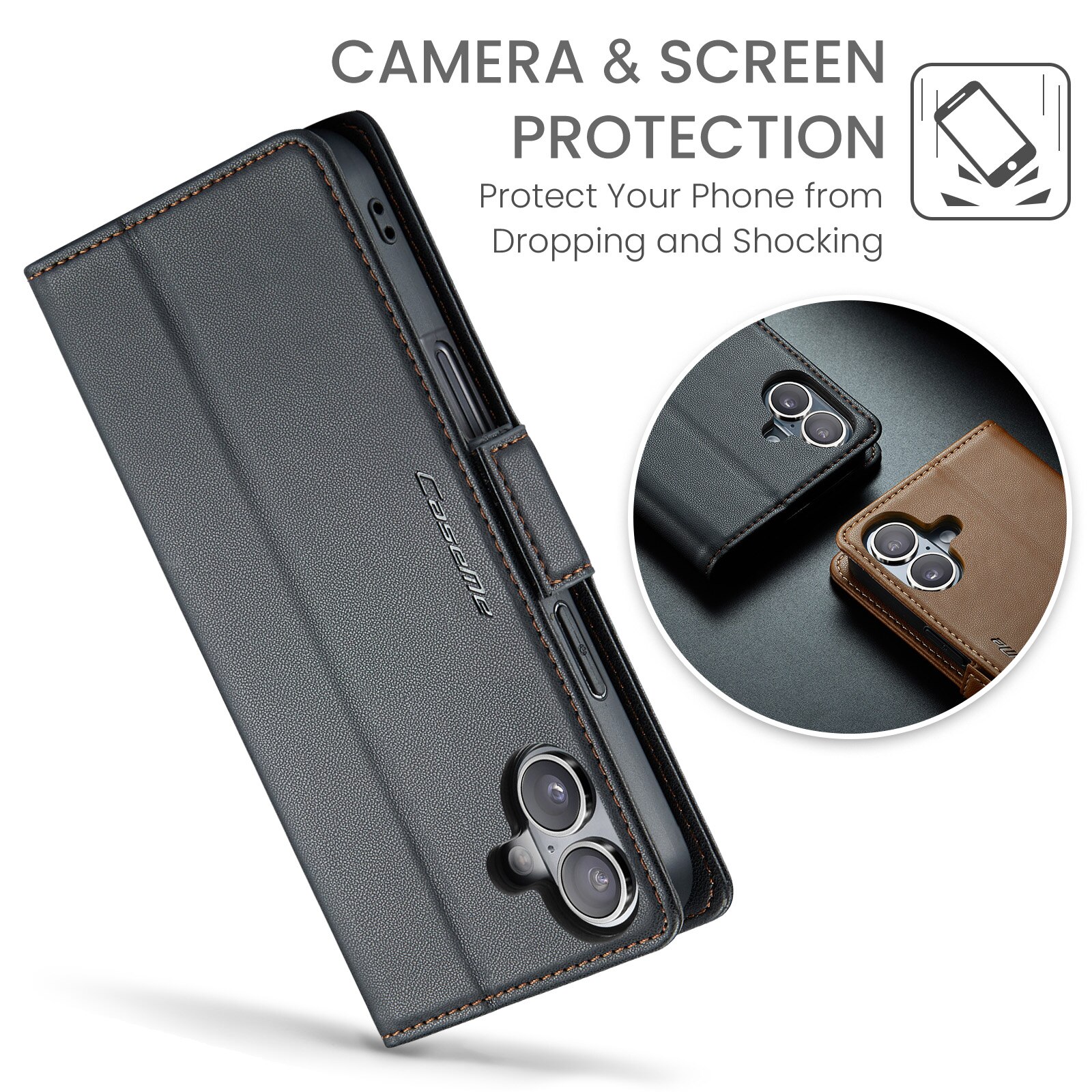 Custodie a portafoglio sottili anti-RFID iPhone 17 Nero
