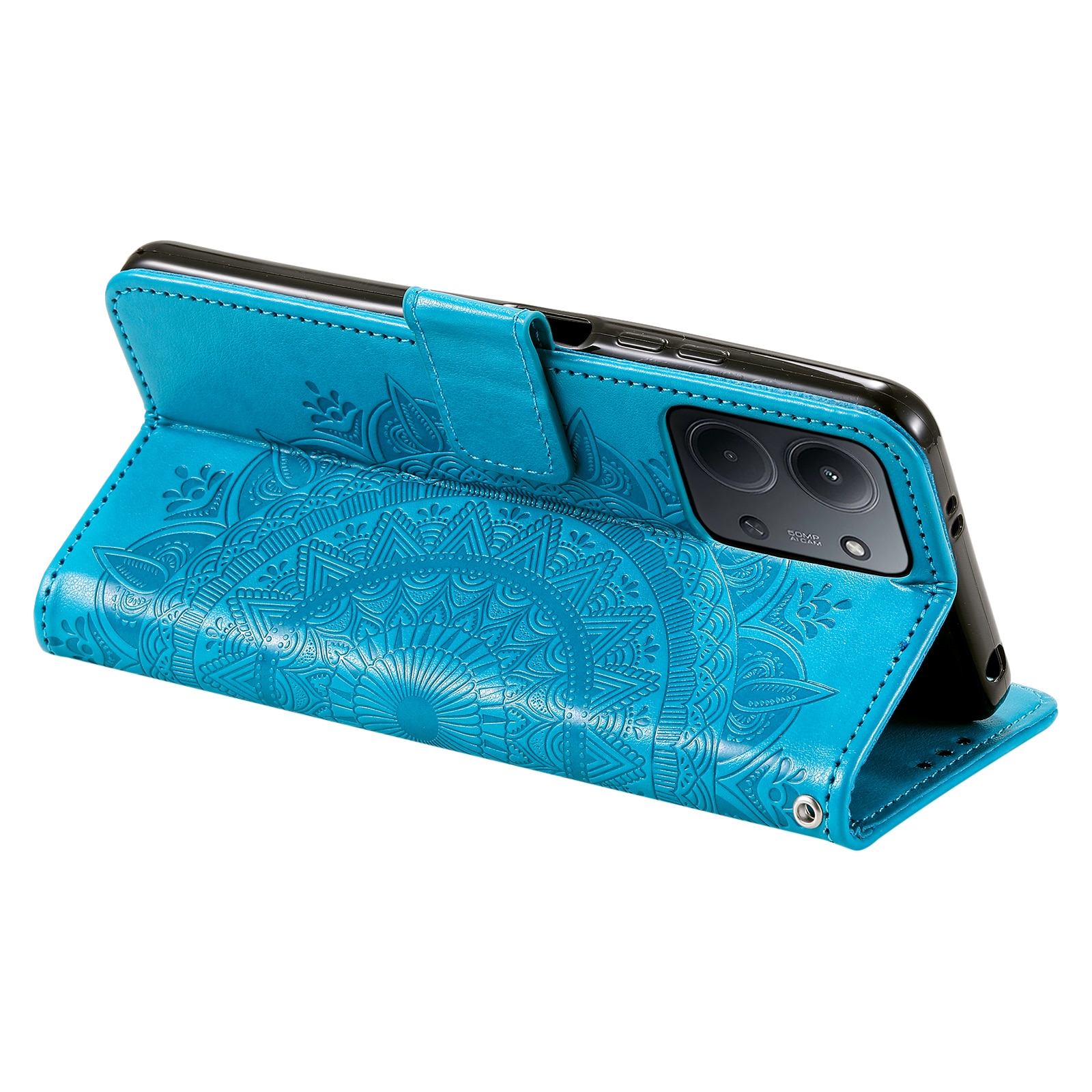 Custodia in pelle Mandala Xiaomi Redmi 15C Blu