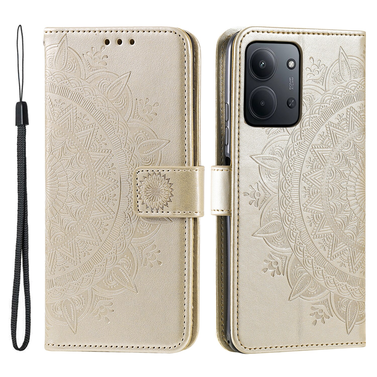 Custodia in pelle Mandala Xiaomi Redmi 15C Oro