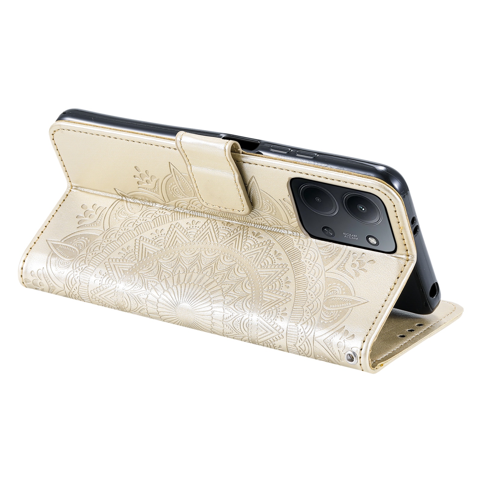 Custodia in pelle Mandala Xiaomi Redmi 15C Oro
