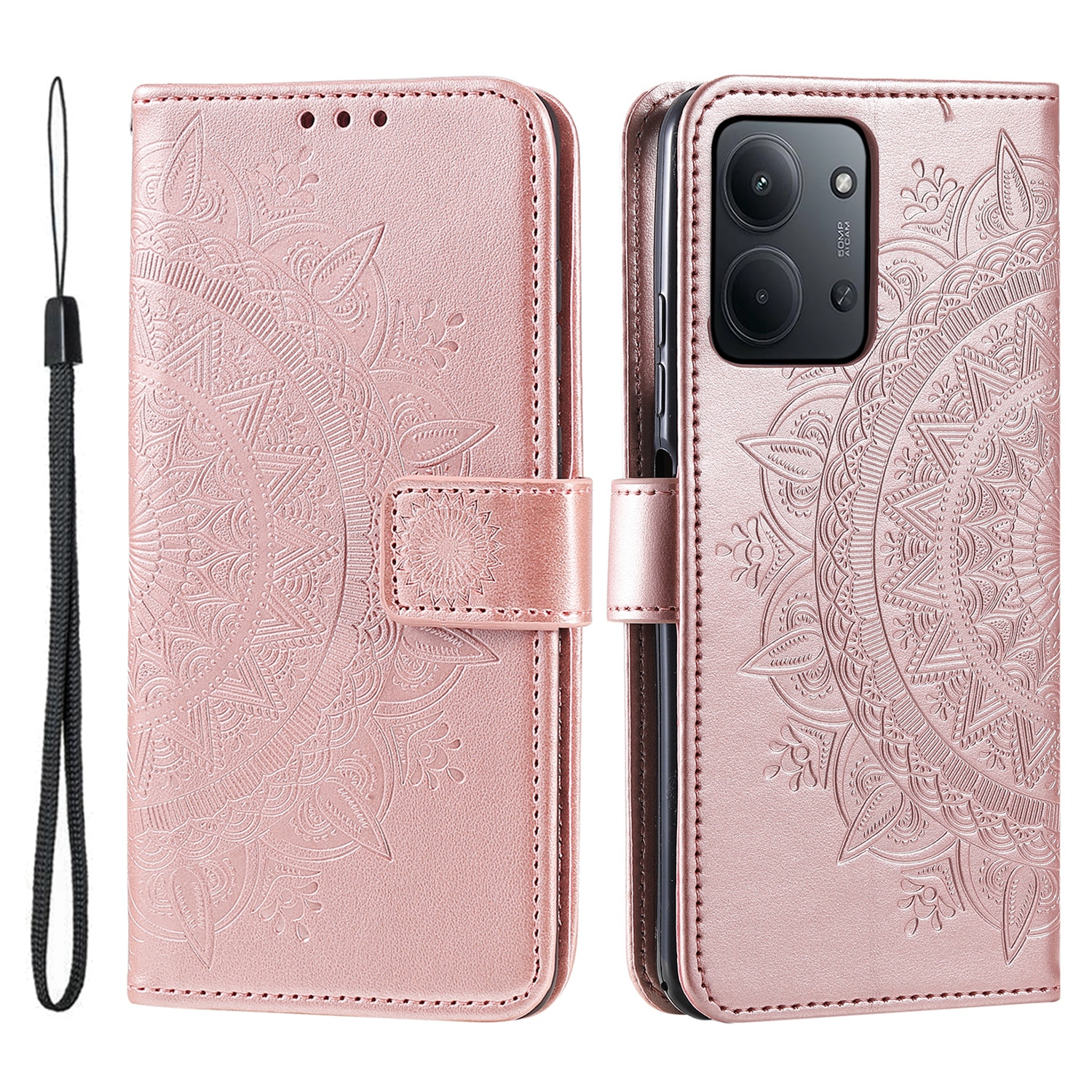 Custodia in pelle Mandala Xiaomi Redmi 15C Oro rosa
