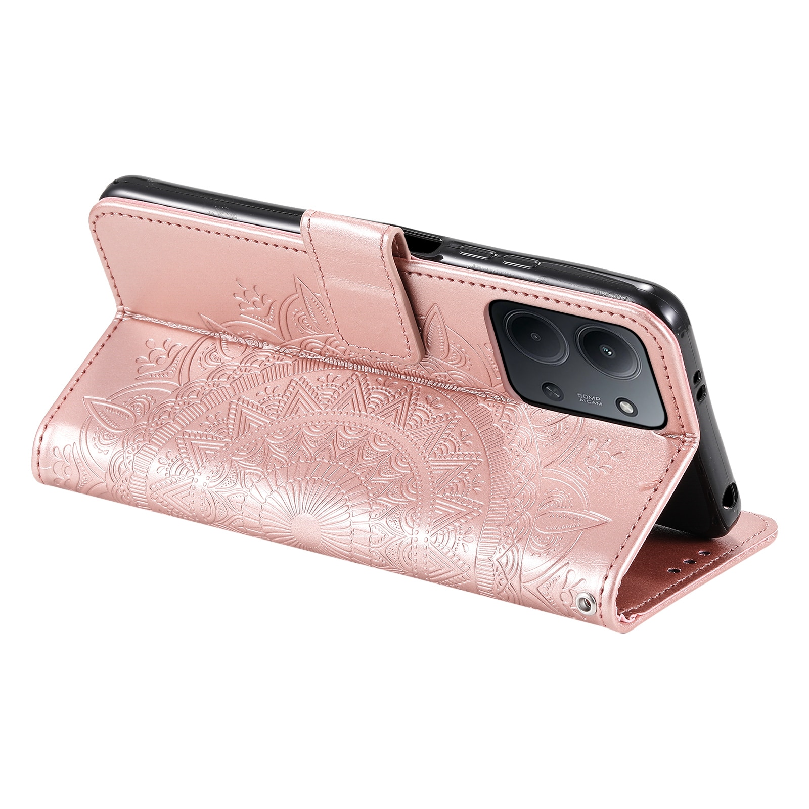 Custodia in pelle Mandala Xiaomi Redmi 15C Oro rosa