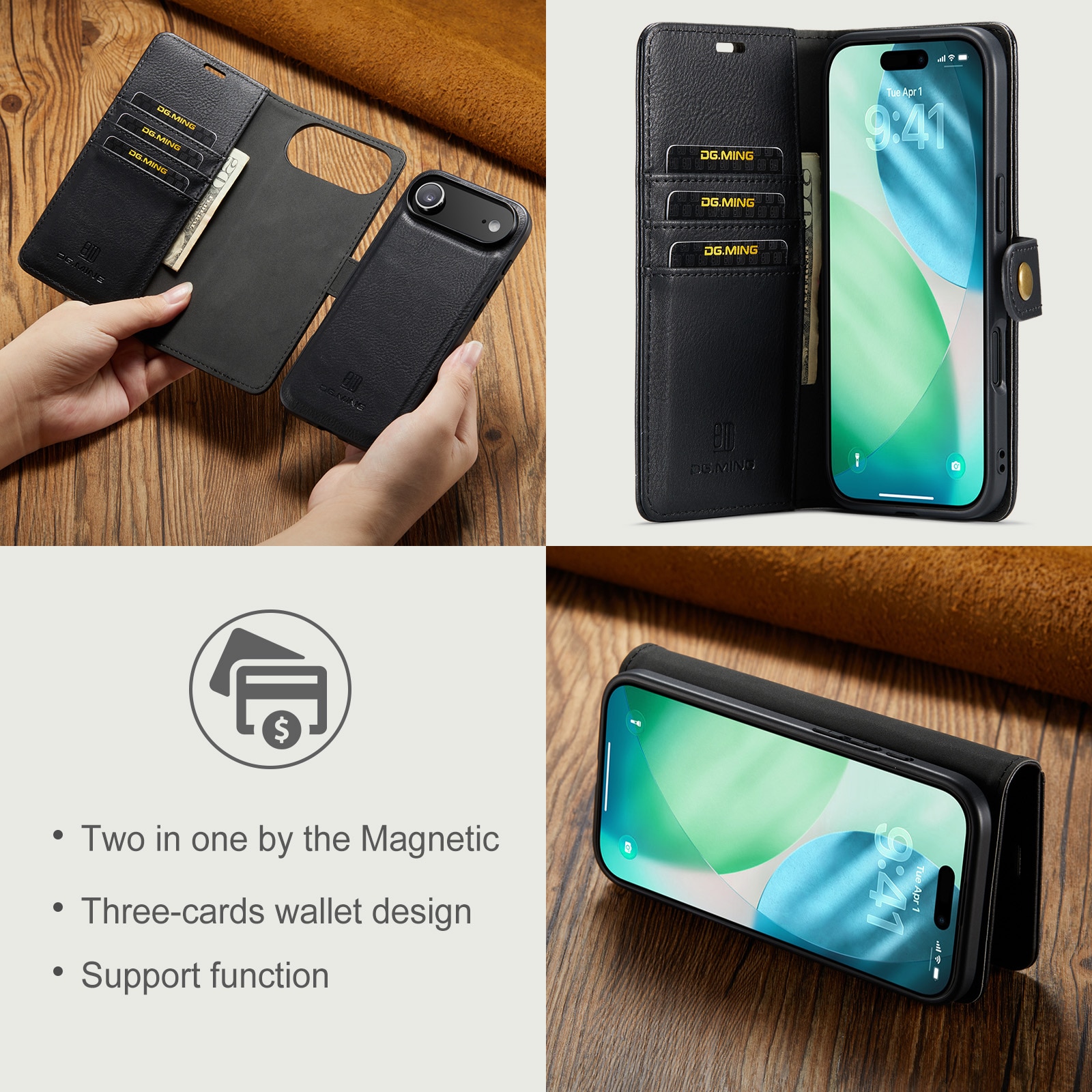 Cover portafoglio Magnet Wallet iPhone 17 Air Black