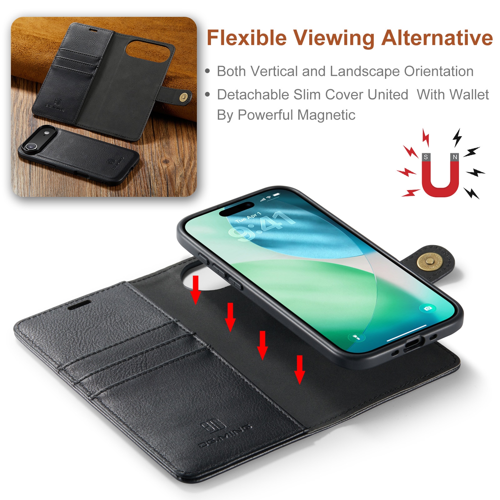 Cover portafoglio Magnet Wallet iPhone 17 Air Black