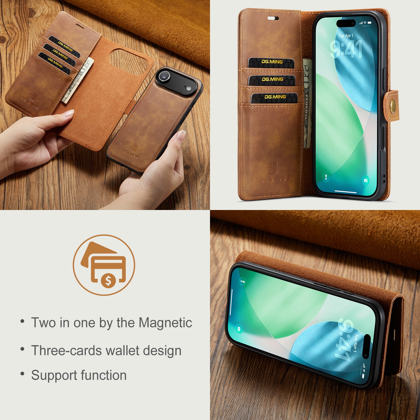 Cover portafoglio Magnet Wallet iPhone 17 Air Cognac
