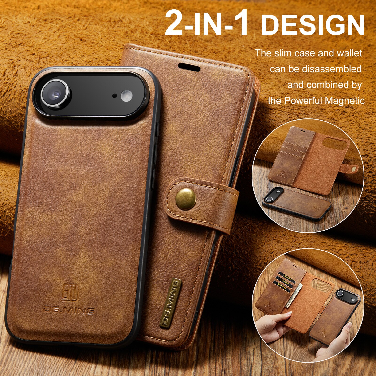 Cover portafoglio Magnet Wallet iPhone 17 Air Cognac