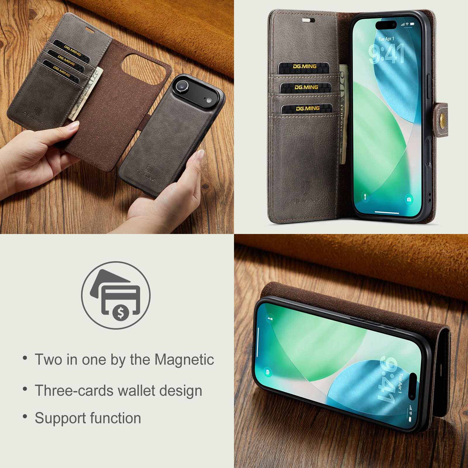 Cover portafoglio Magnet Wallet iPhone 17 Air Brown
