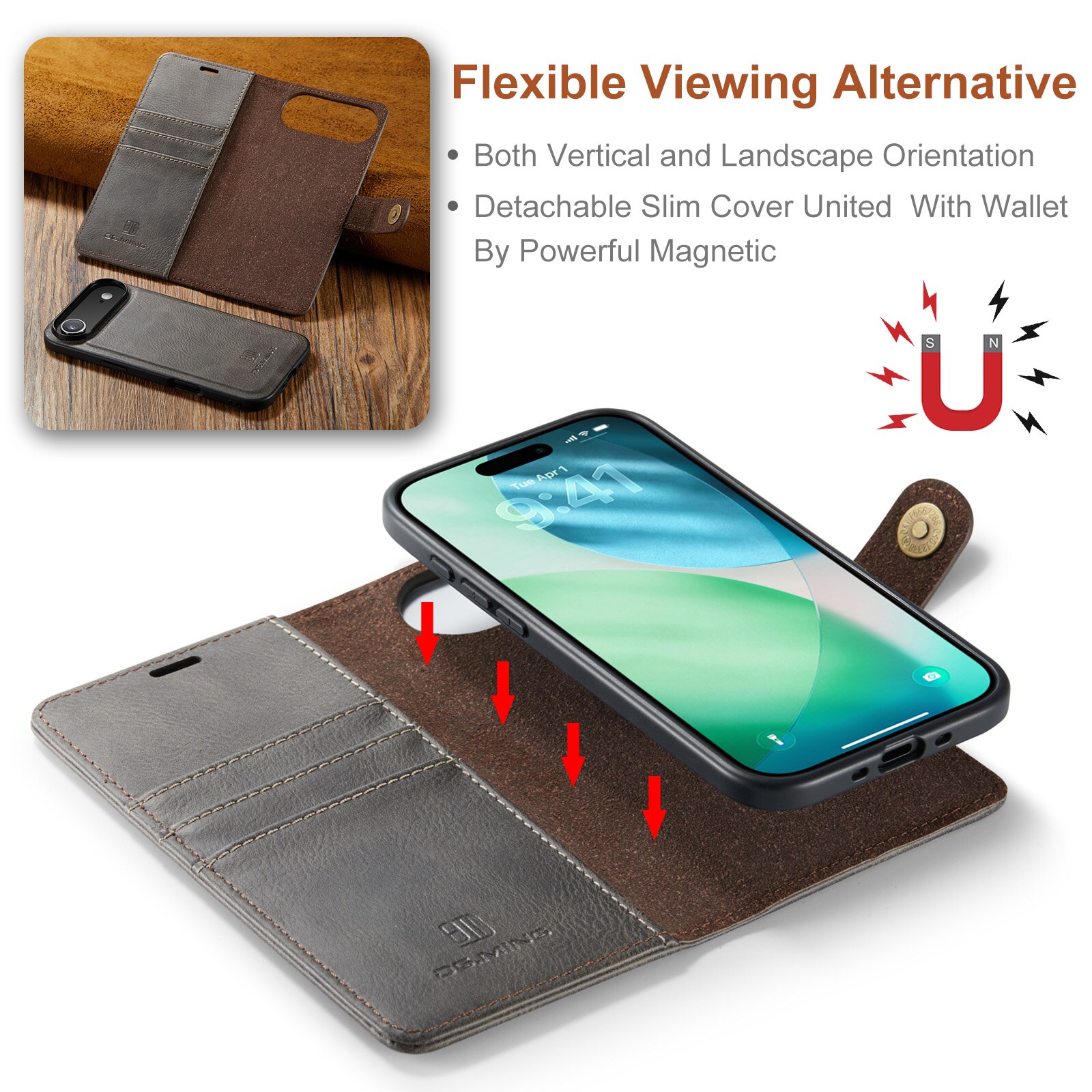 Cover portafoglio Magnet Wallet iPhone 17 Air Brown