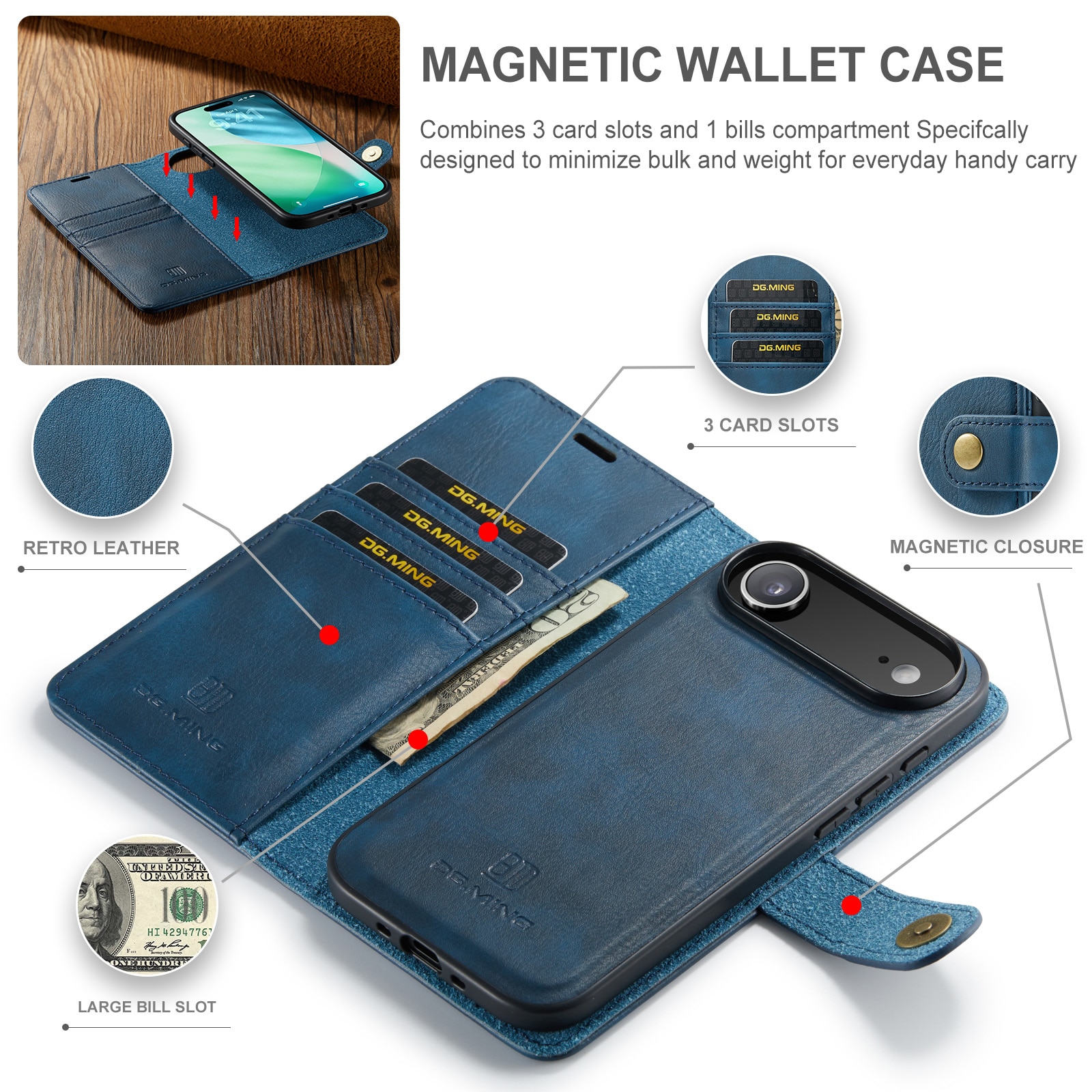 Cover portafoglio Magnet Wallet iPhone 17 Air Blue