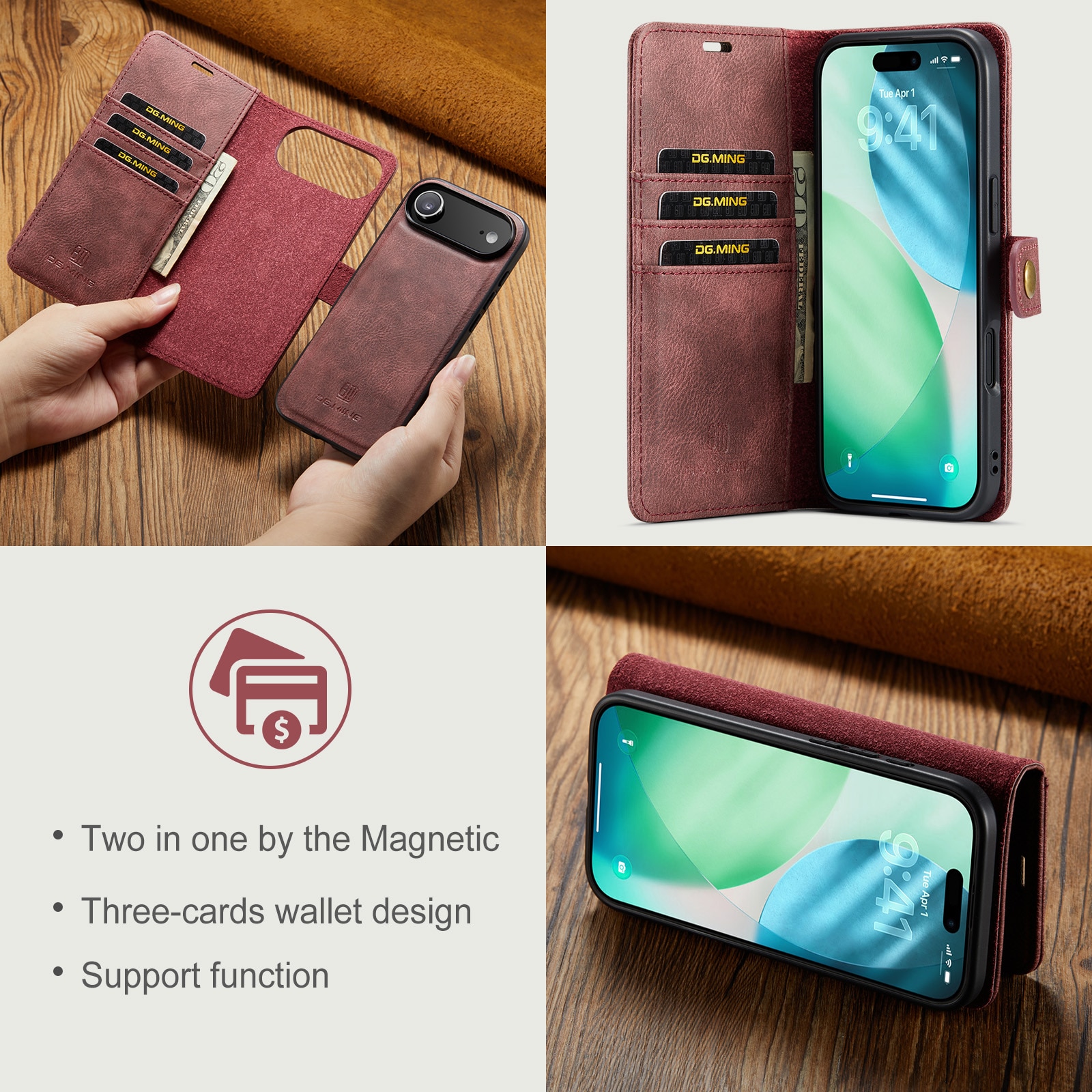 Cover portafoglio Magnet Wallet iPhone 17 Air Red