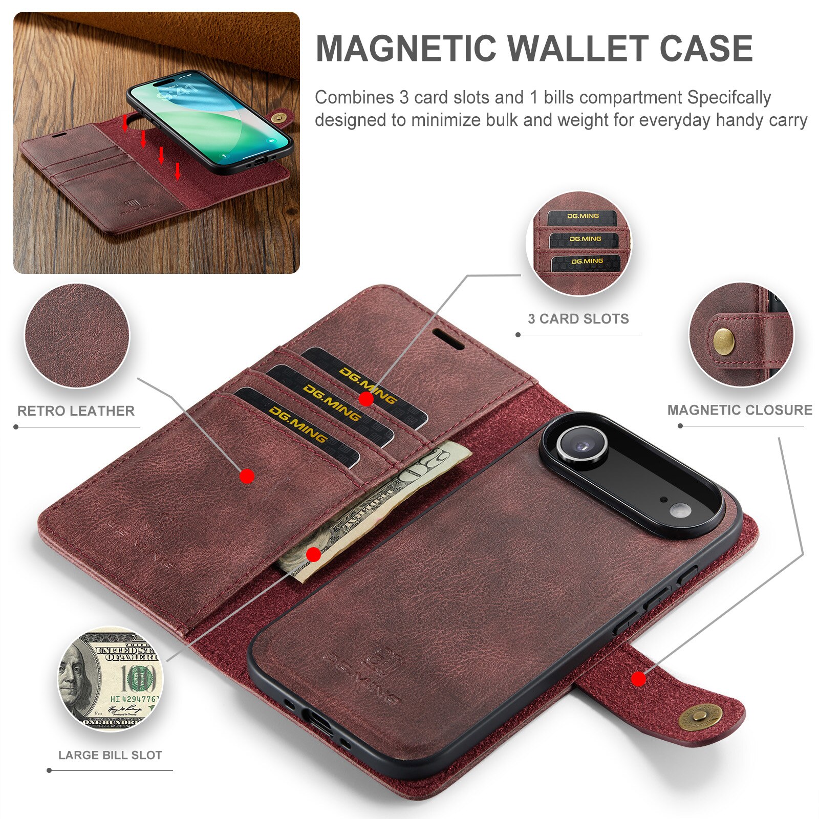 Cover portafoglio Magnet Wallet iPhone 17 Air Red