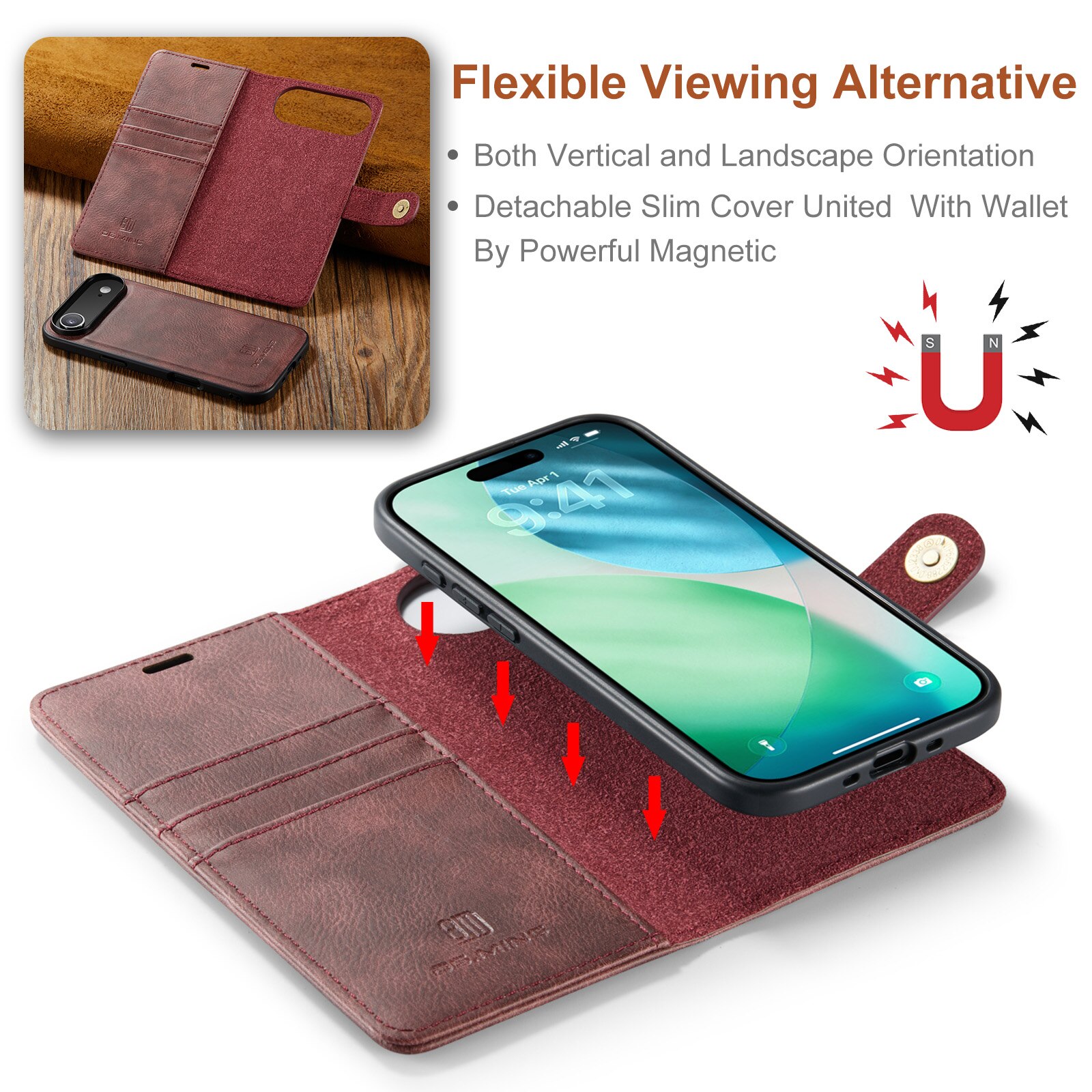Cover portafoglio Magnet Wallet iPhone 17 Air Red