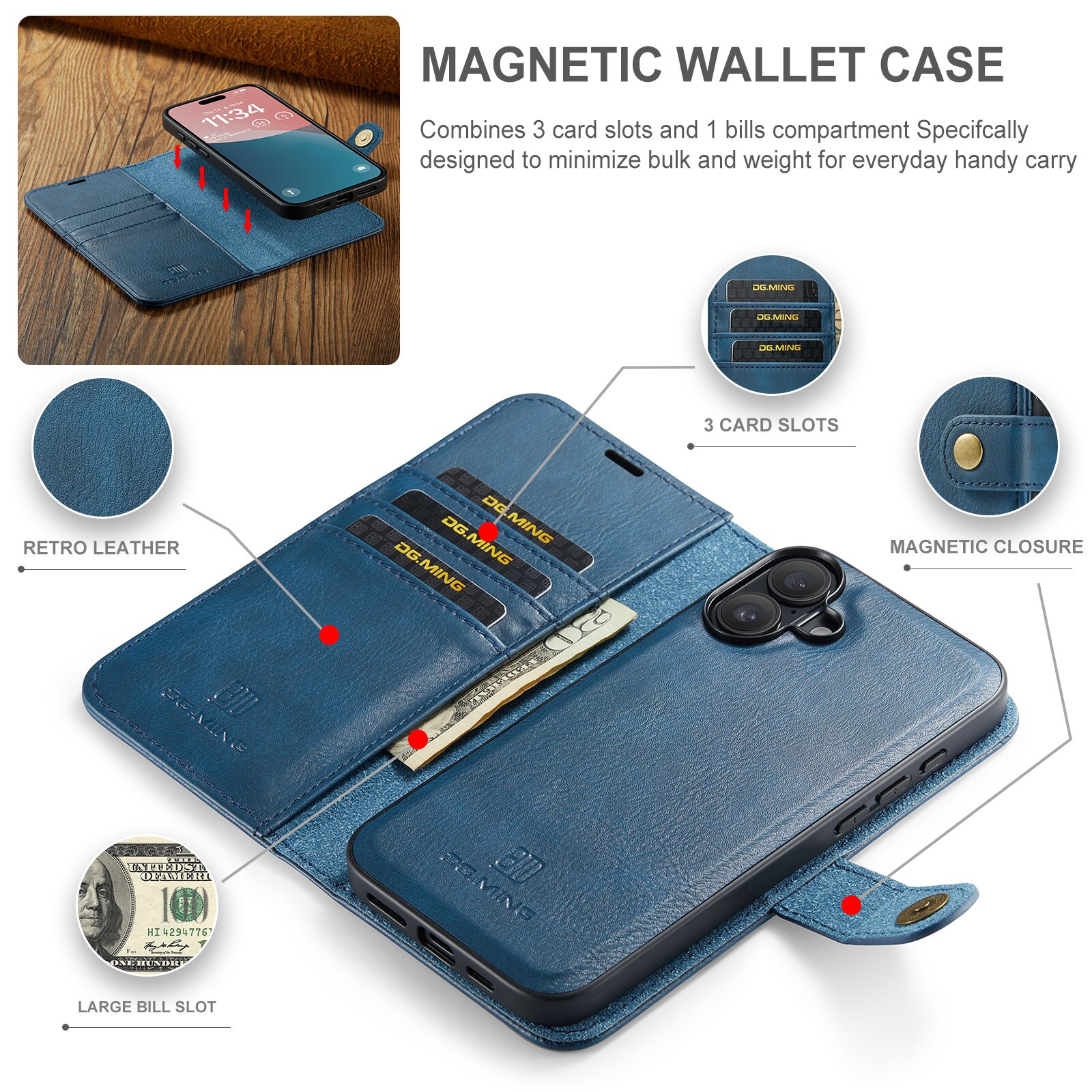 Cover portafoglio Magnet Wallet iPhone 17 Blue