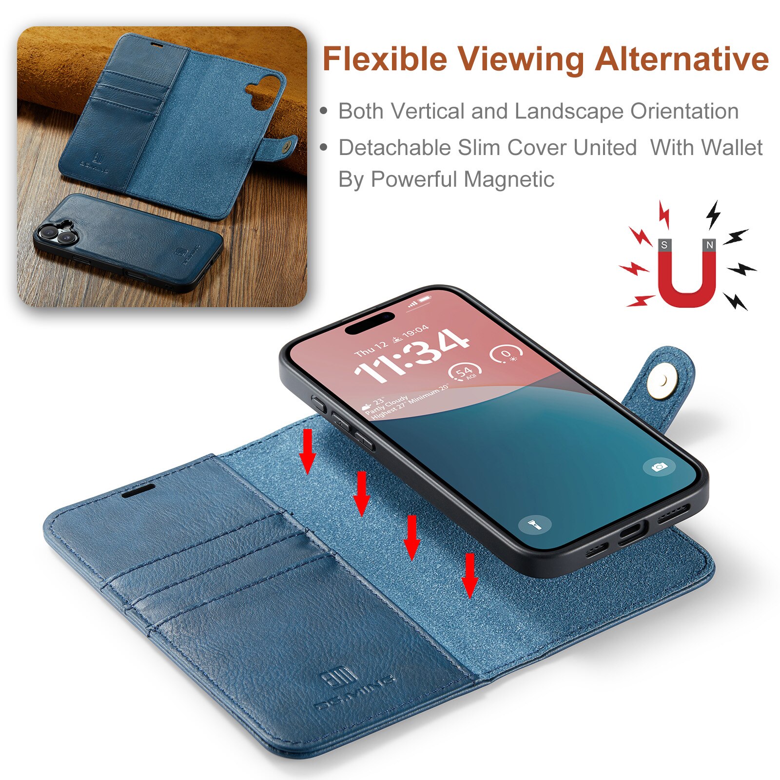 Cover portafoglio Magnet Wallet iPhone 17 Blue