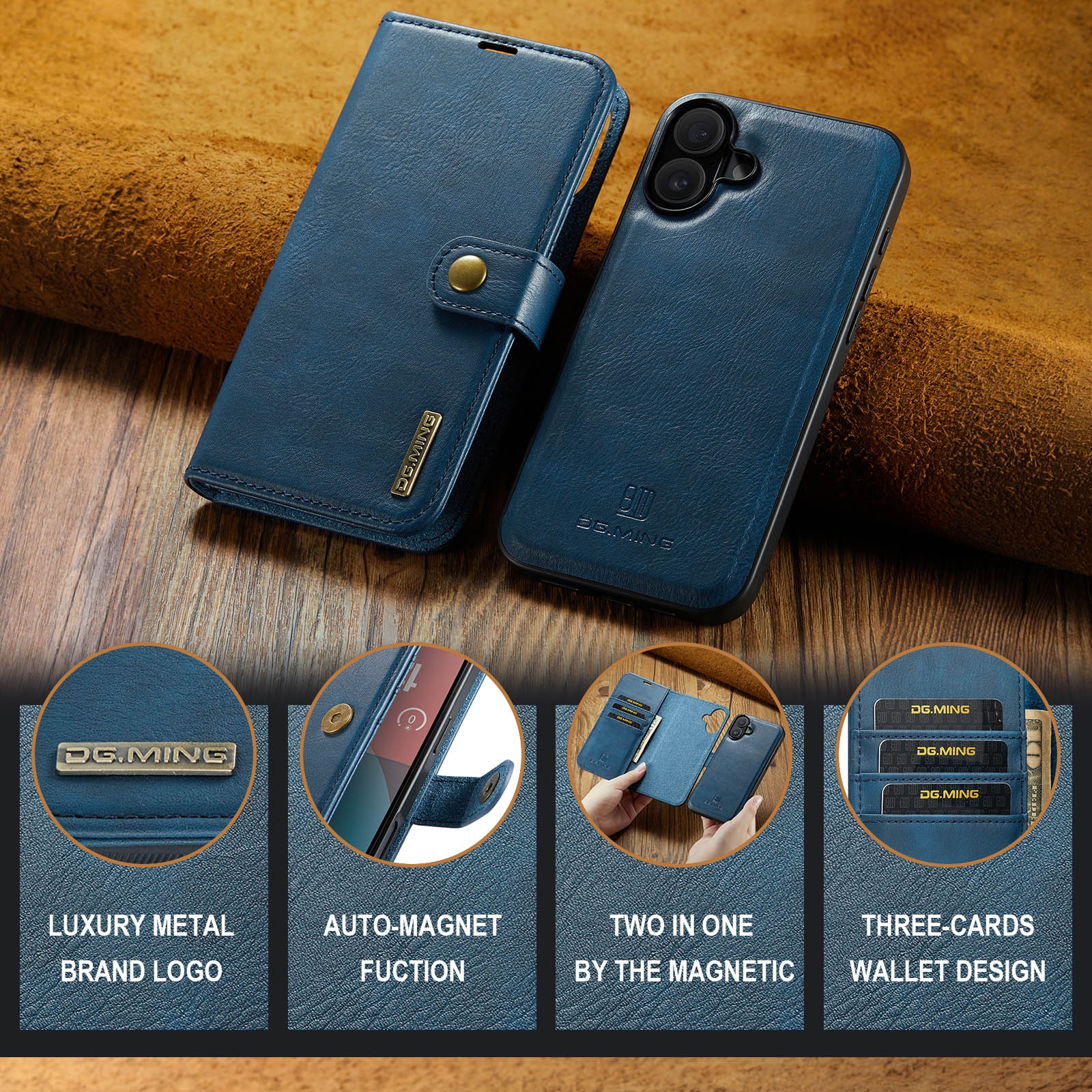 Cover portafoglio Magnet Wallet iPhone 17 Blue