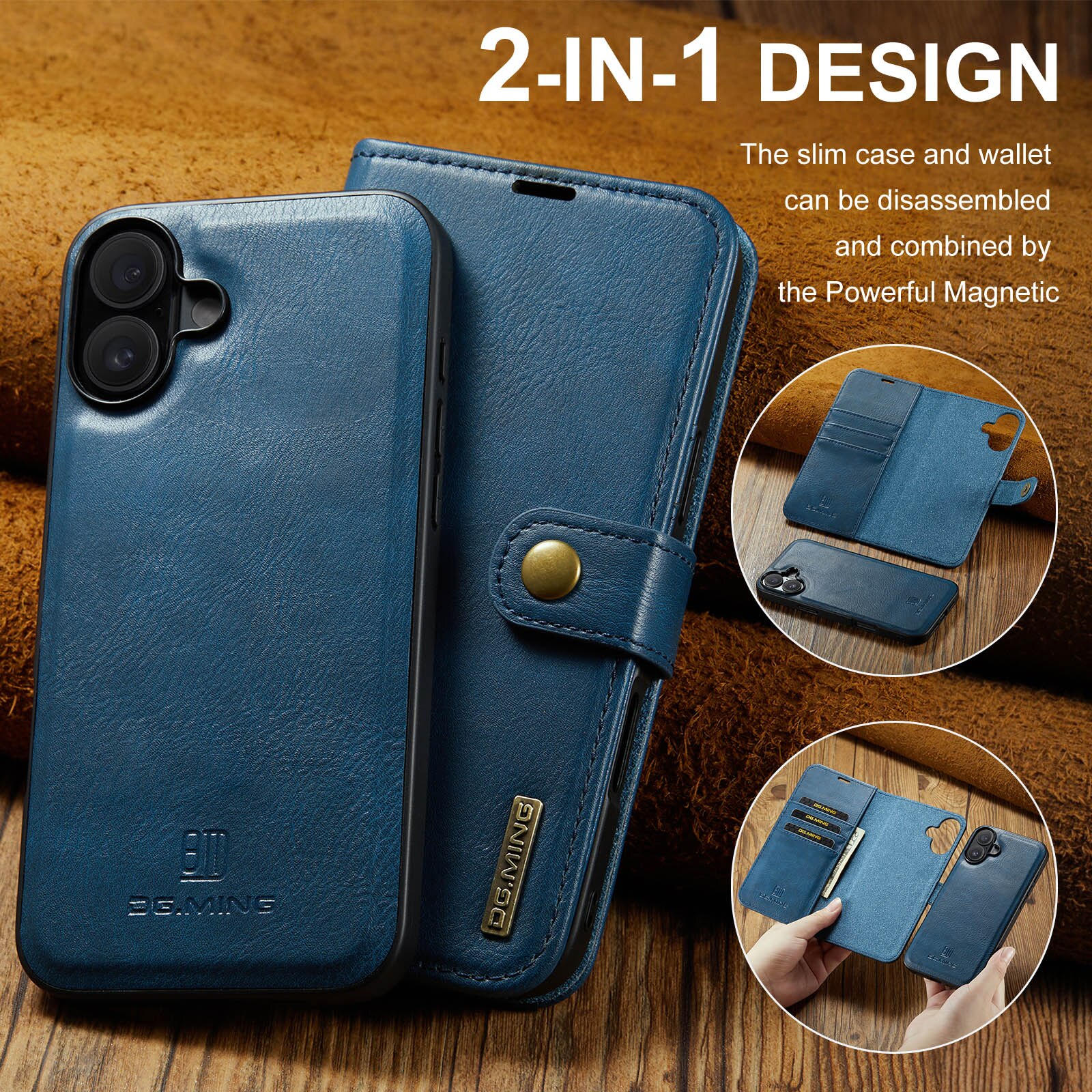 Cover portafoglio Magnet Wallet iPhone 17 Blue