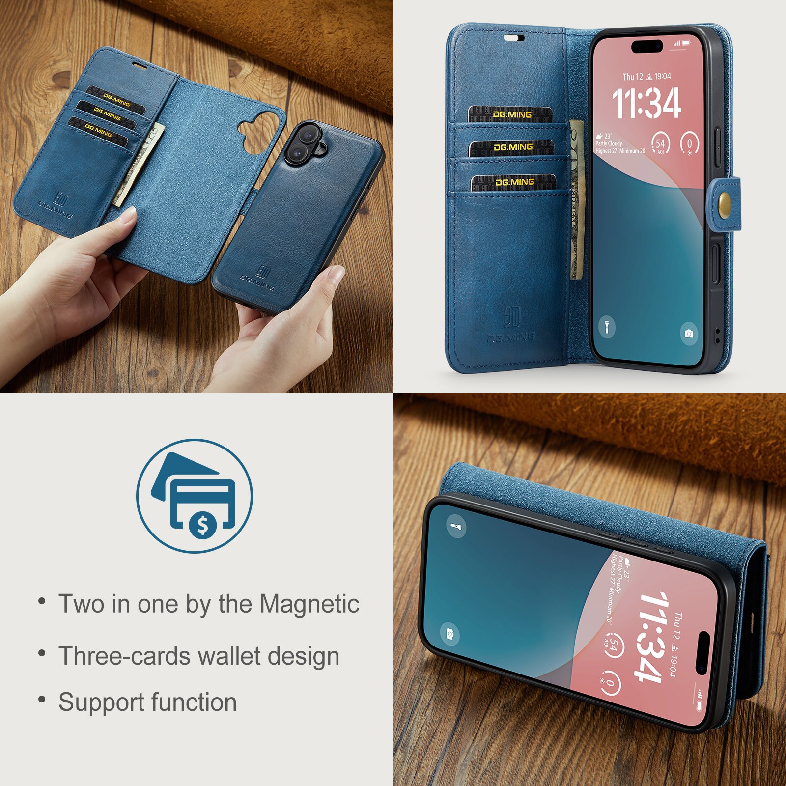 Cover portafoglio Magnet Wallet iPhone 17 Blue