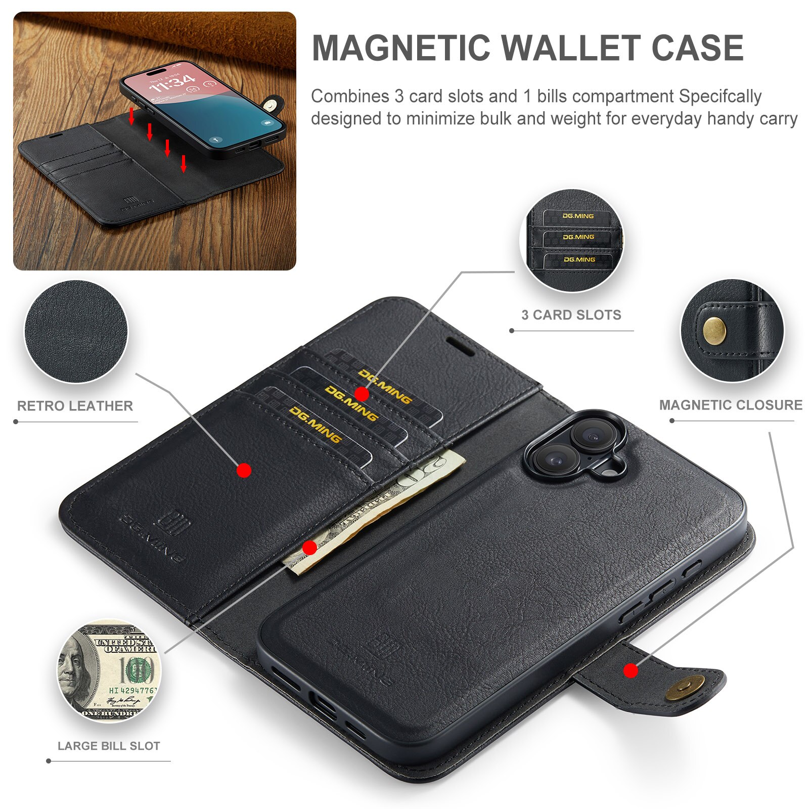 Cover portafoglio Magnet Wallet iPhone 17 Black