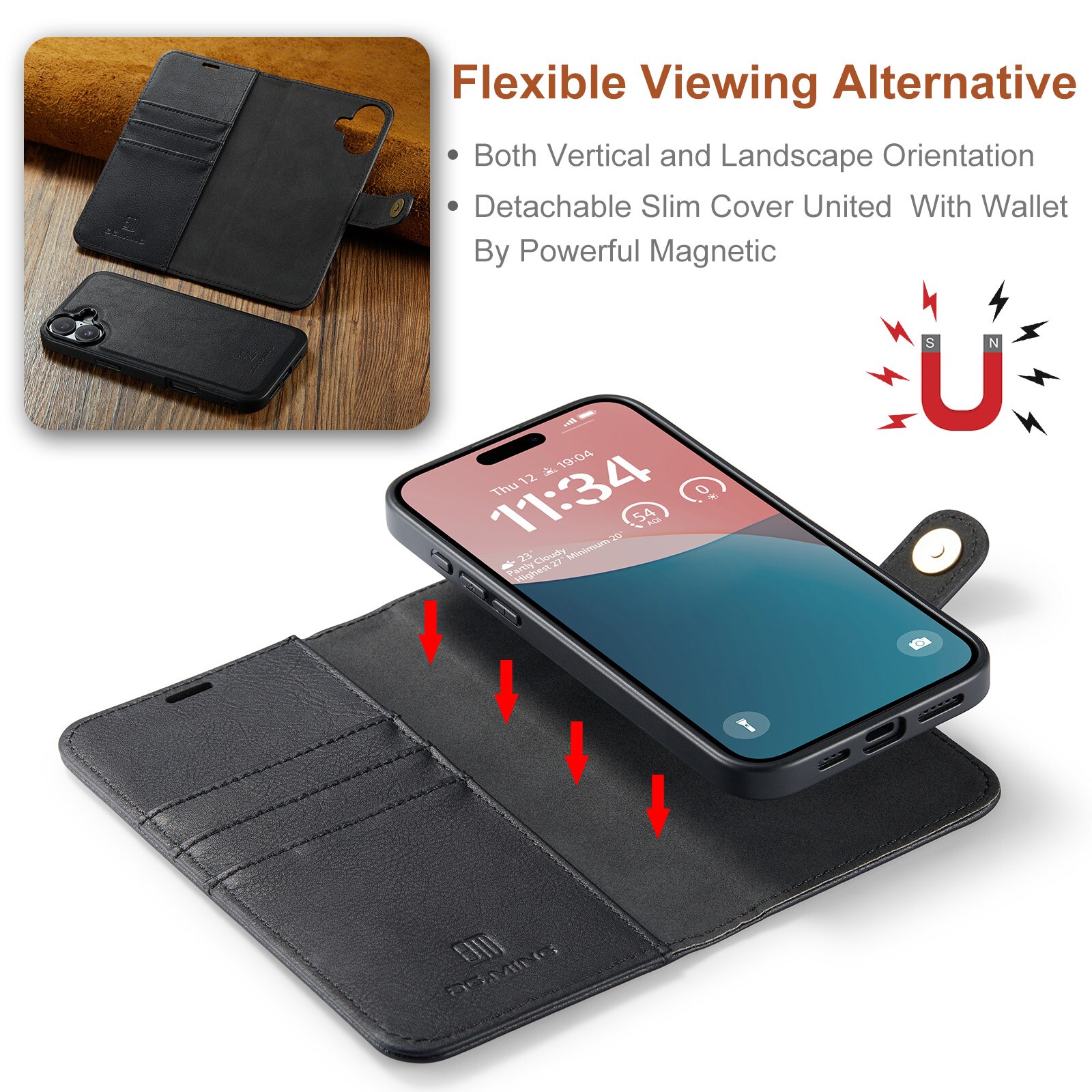 Cover portafoglio Magnet Wallet iPhone 17 Black