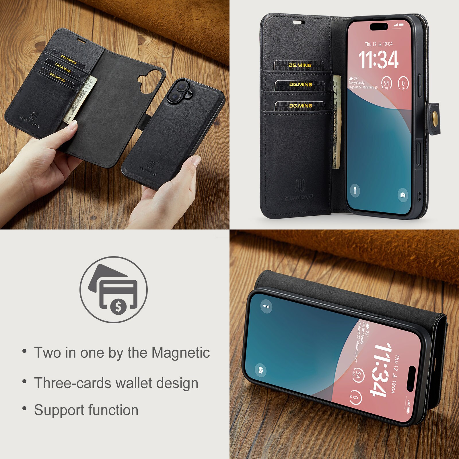 Cover portafoglio Magnet Wallet iPhone 17 Black