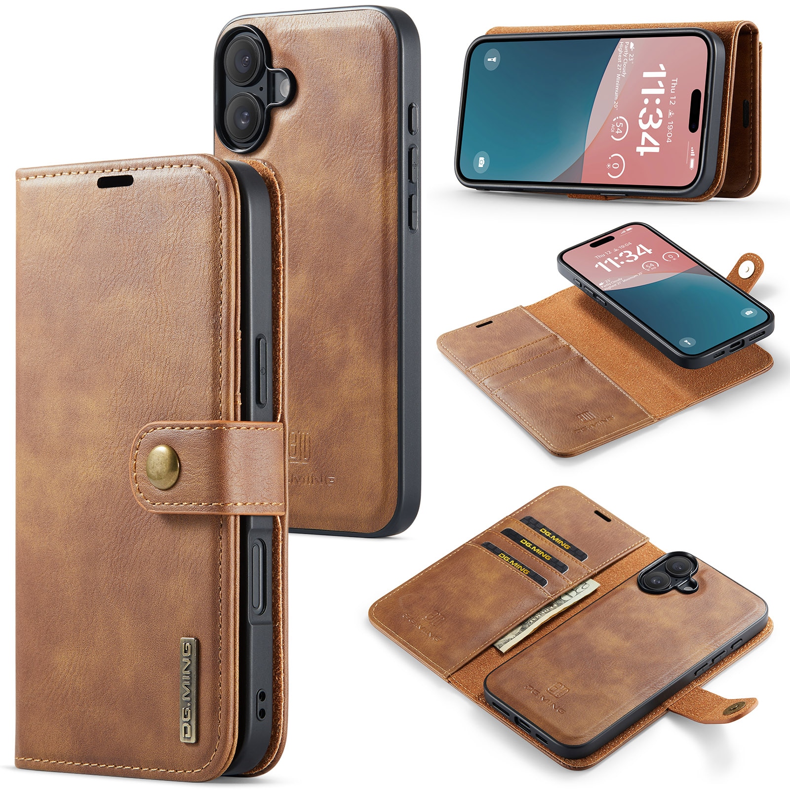 Cover portafoglio Magnet Wallet iPhone 17 Cognac