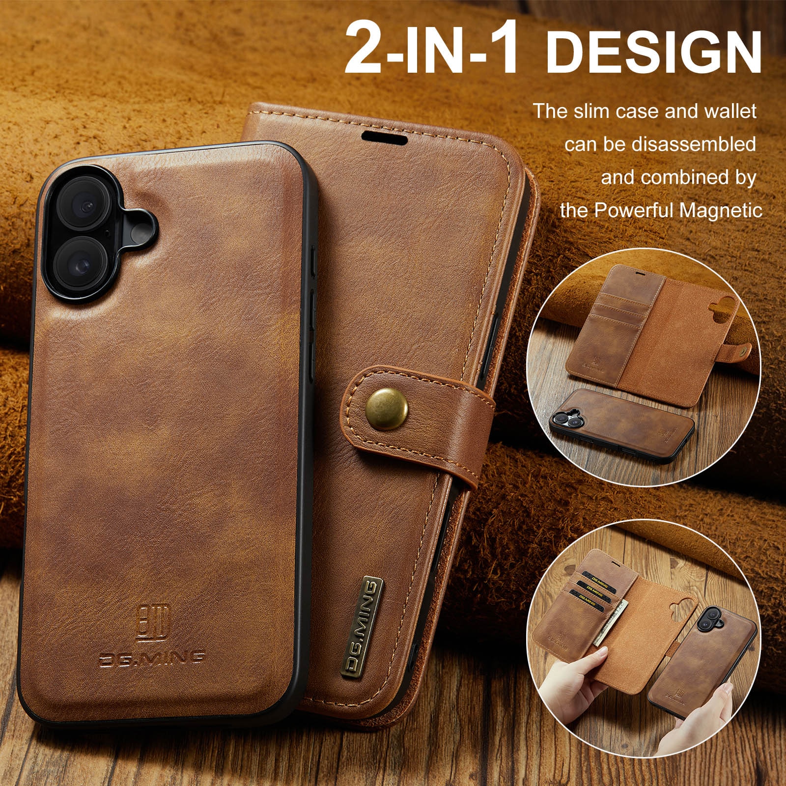 Cover portafoglio Magnet Wallet iPhone 17 Cognac