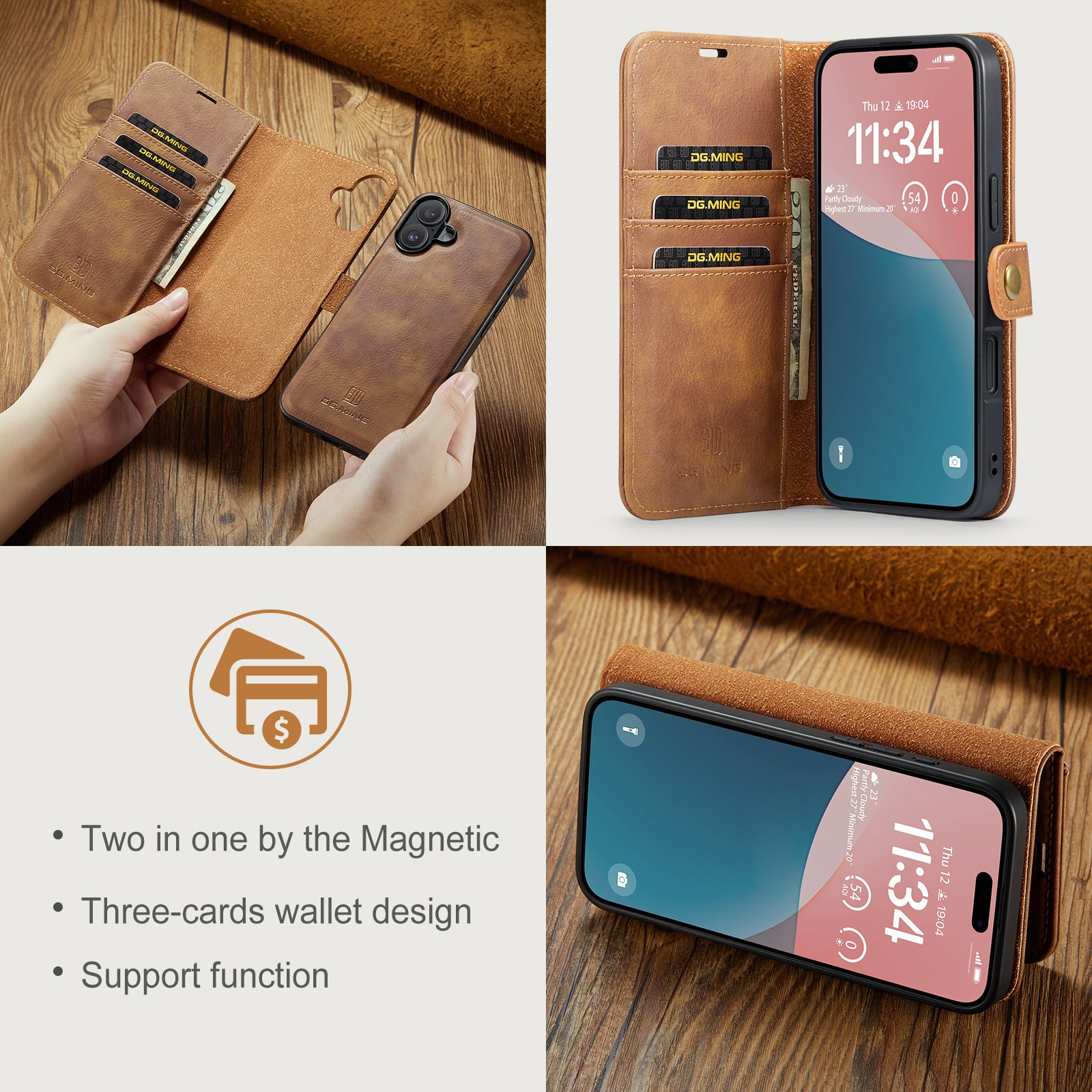 Cover portafoglio Magnet Wallet iPhone 17 Cognac