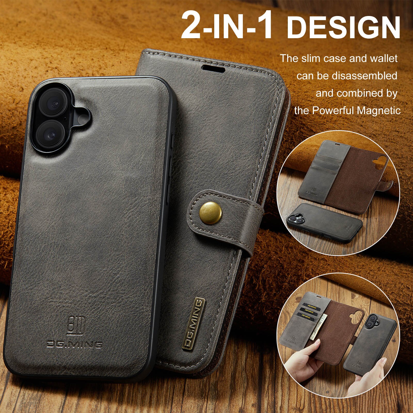 Cover portafoglio Magnet Wallet iPhone 17 Brown