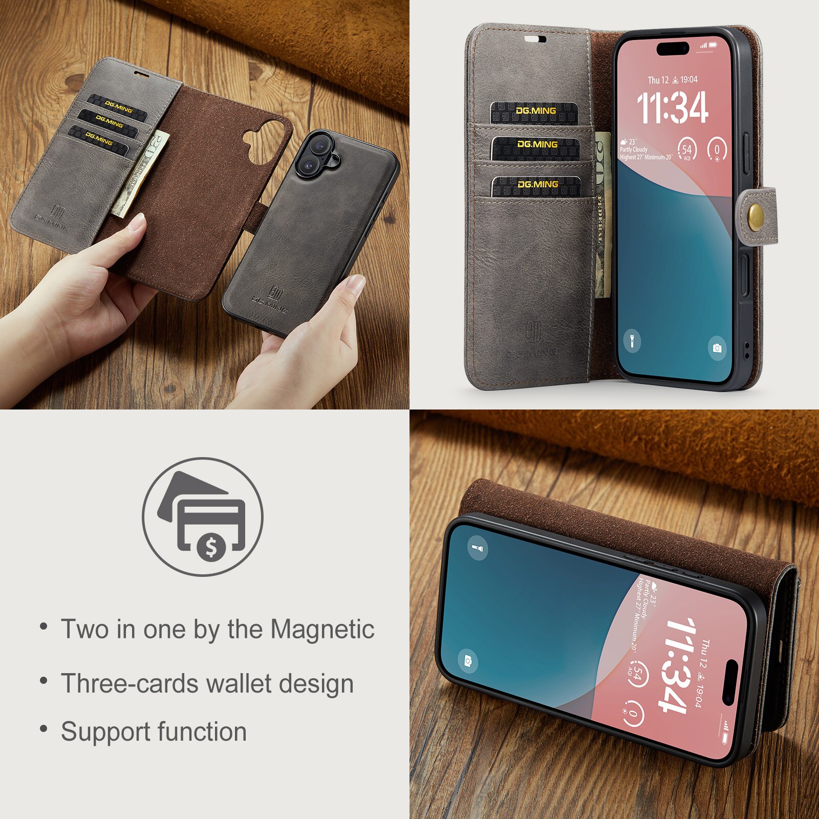 Cover portafoglio Magnet Wallet iPhone 17 Brown