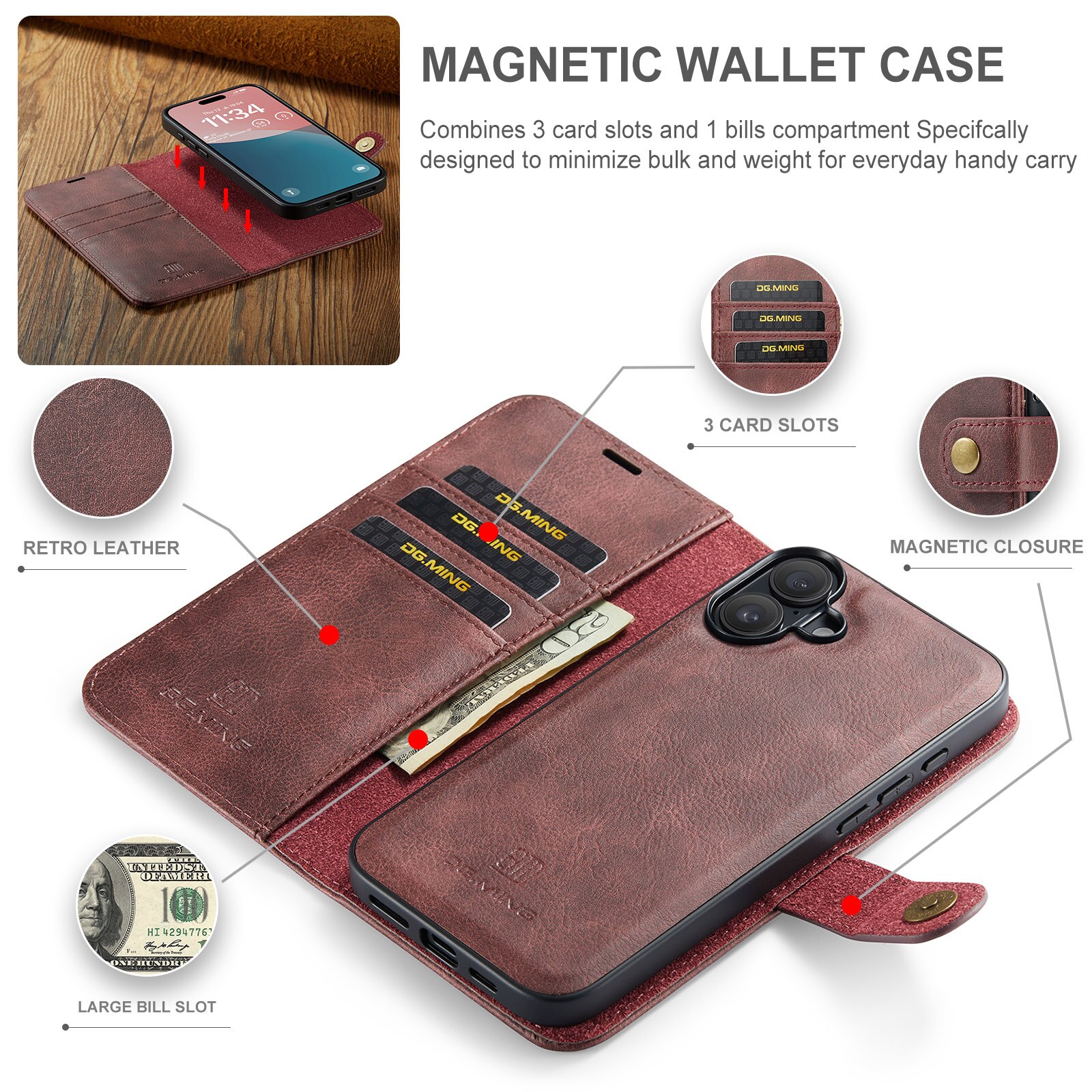 Cover portafoglio Magnet Wallet iPhone 17 Red