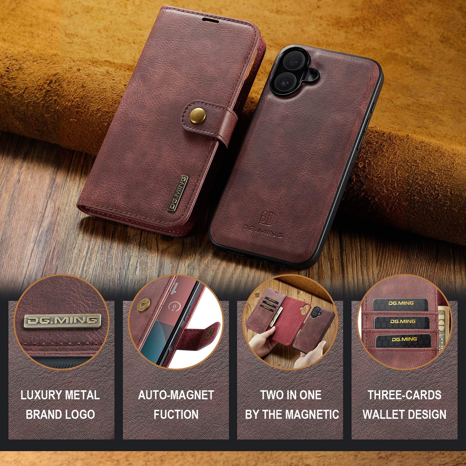 Cover portafoglio Magnet Wallet iPhone 17 Red