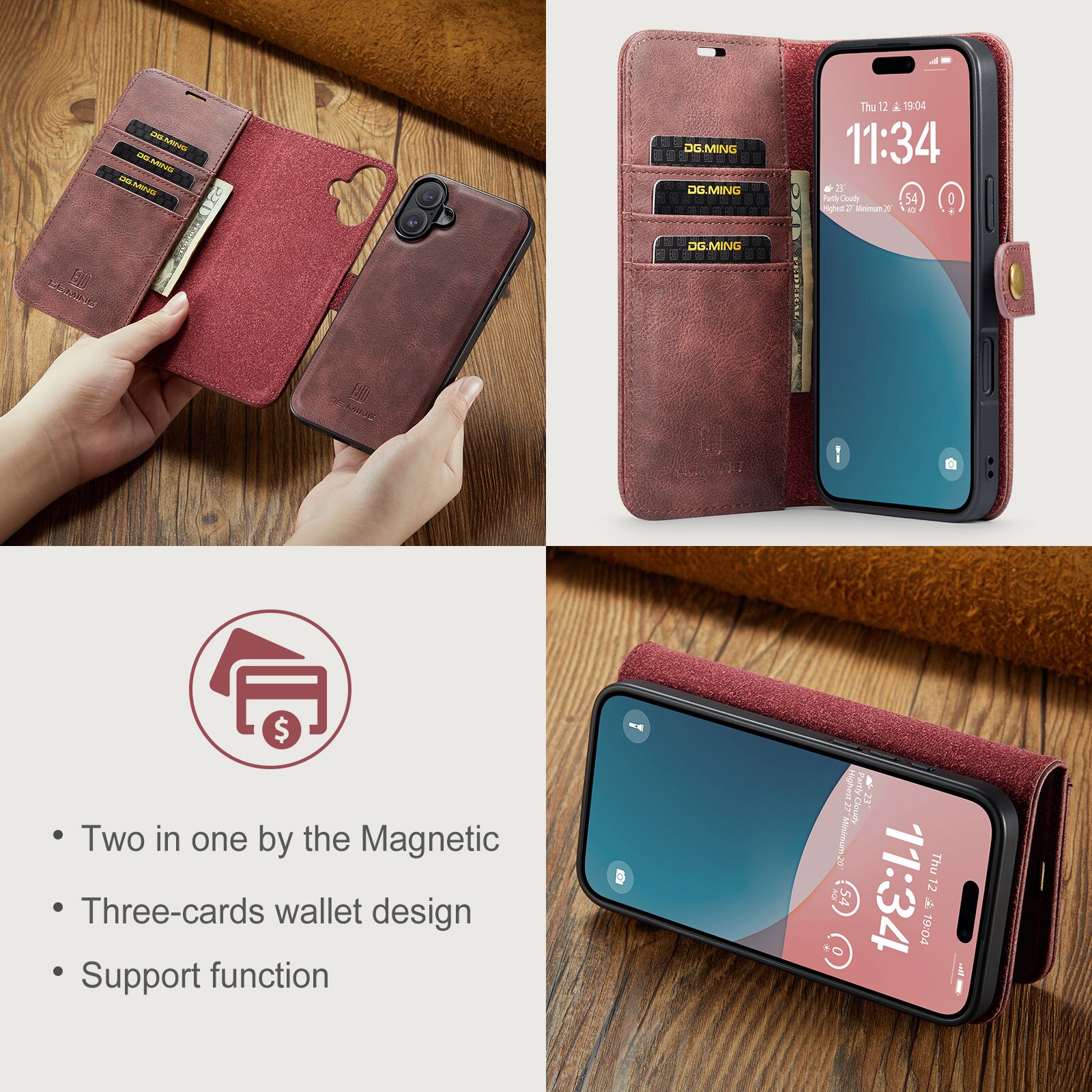 Cover portafoglio Magnet Wallet iPhone 17 Red