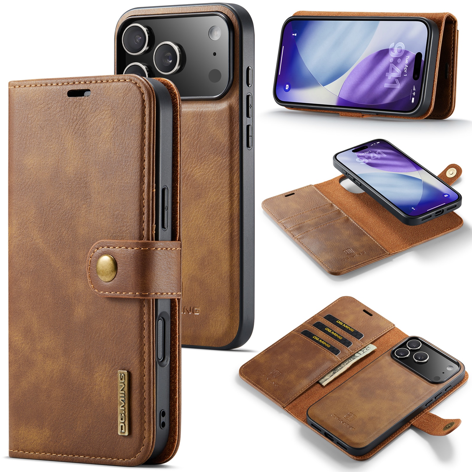 Cover portafoglio Magnet Wallet iPhone 17 Pro Cognac