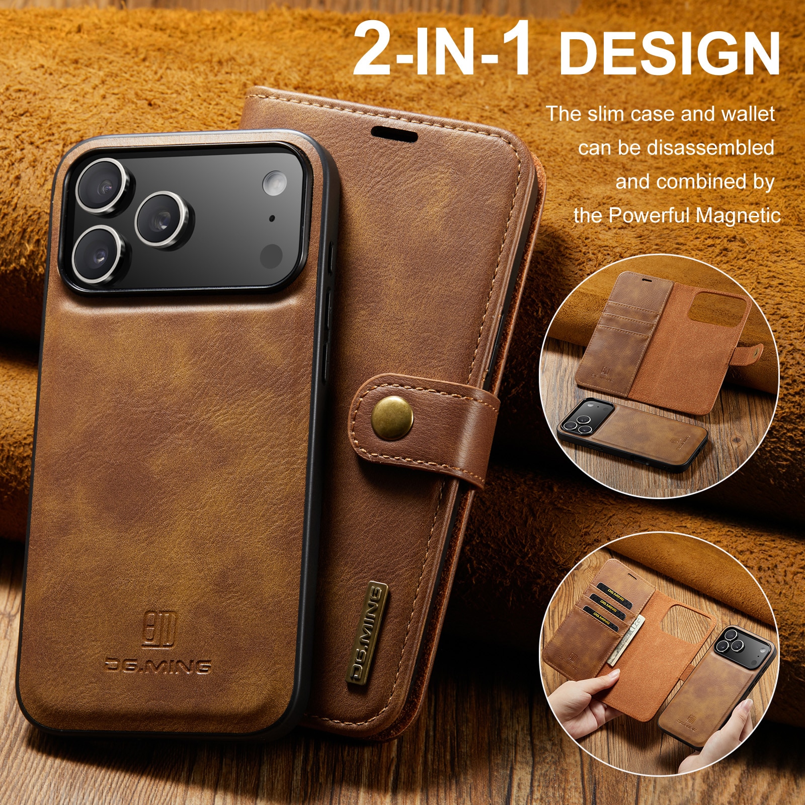 Cover portafoglio Magnet Wallet iPhone 17 Pro Cognac