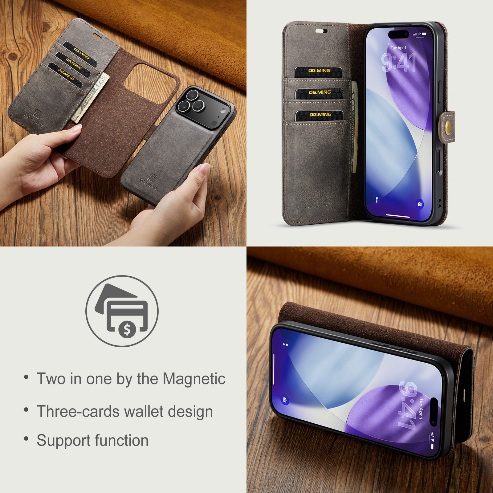 Cover portafoglio Magnet Wallet iPhone 17 Pro Brown