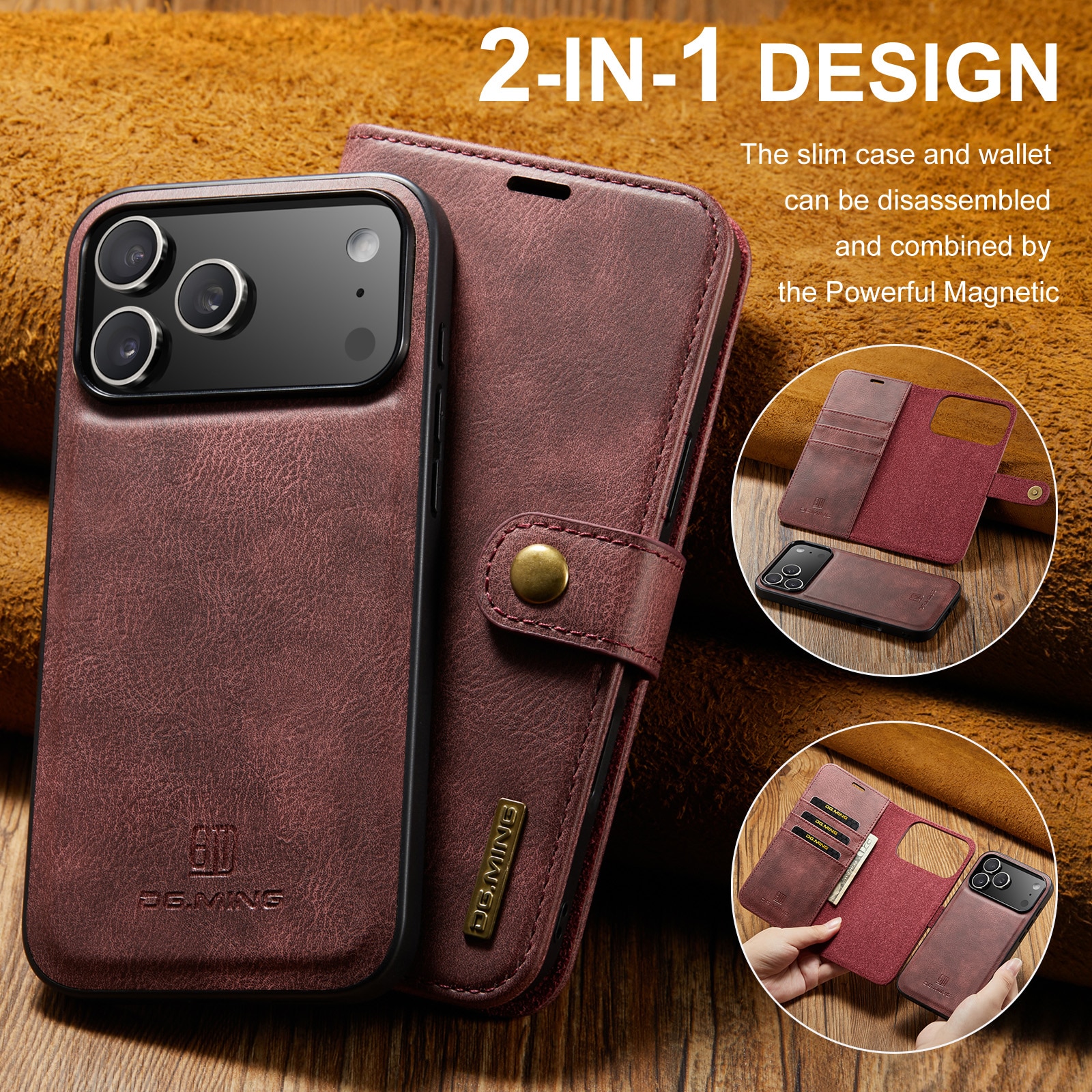 Cover portafoglio Magnet Wallet iPhone 17 Pro Max Red