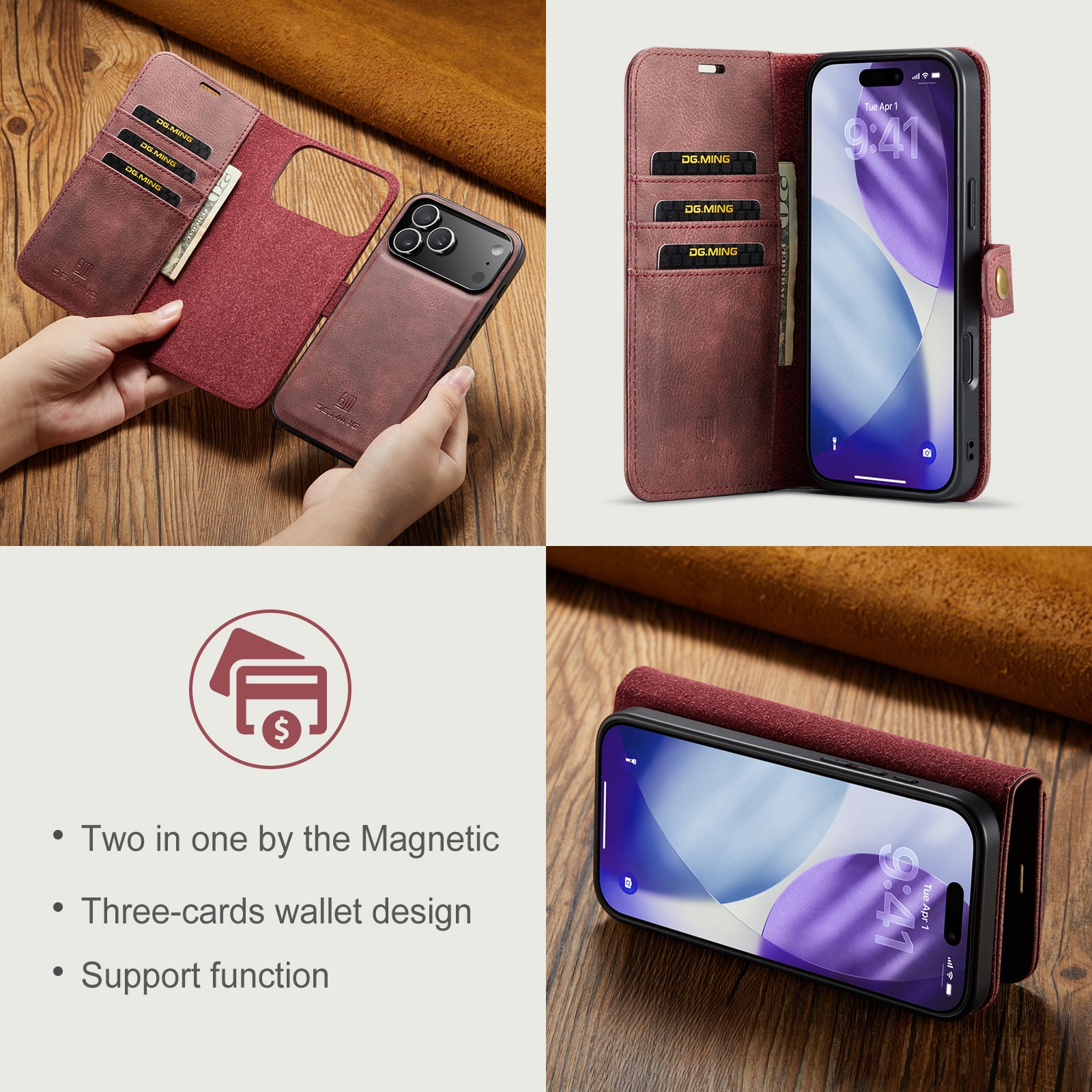 Cover portafoglio Magnet Wallet iPhone 17 Pro Max Red