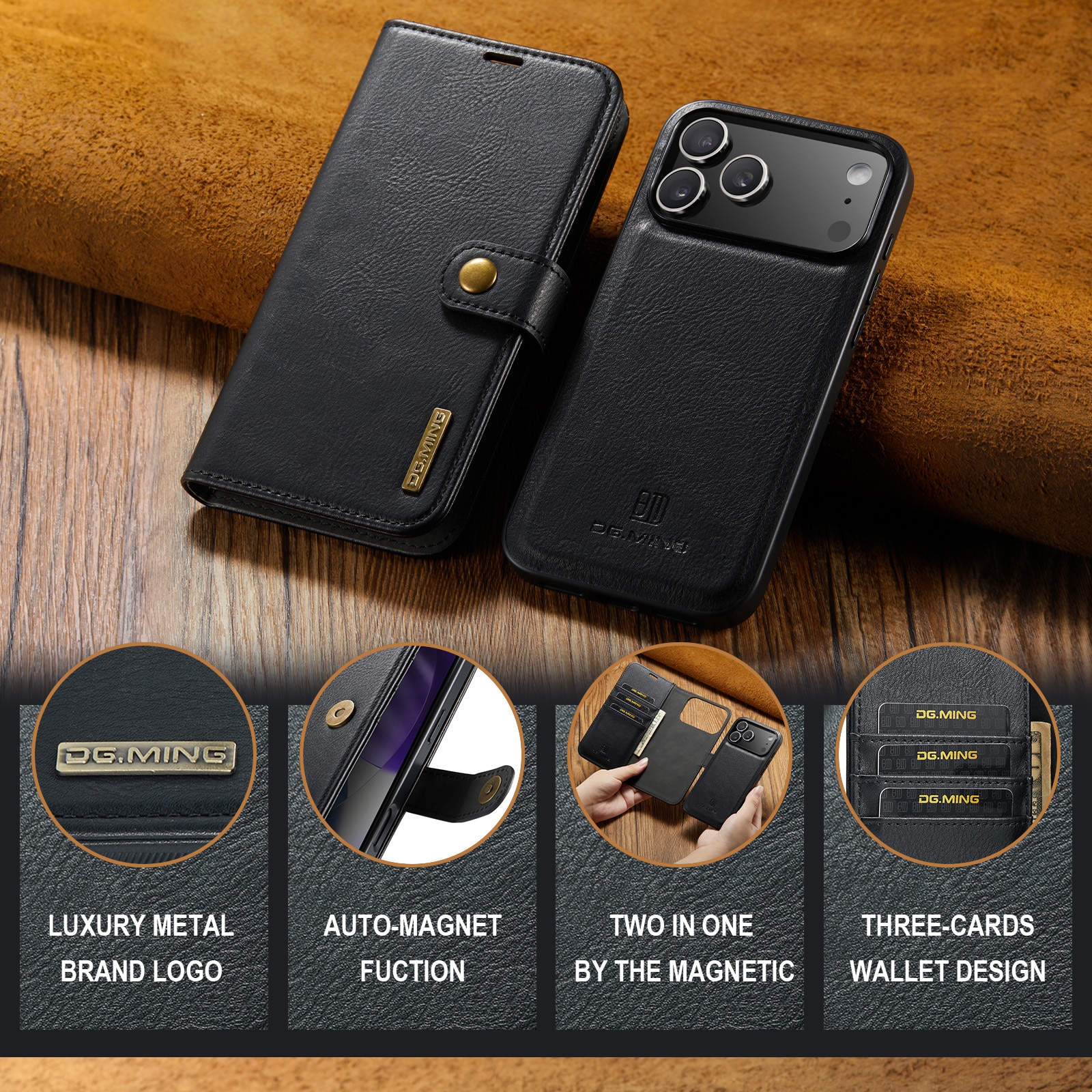 Cover portafoglio Magnet Wallet iPhone 17 Pro Max Black