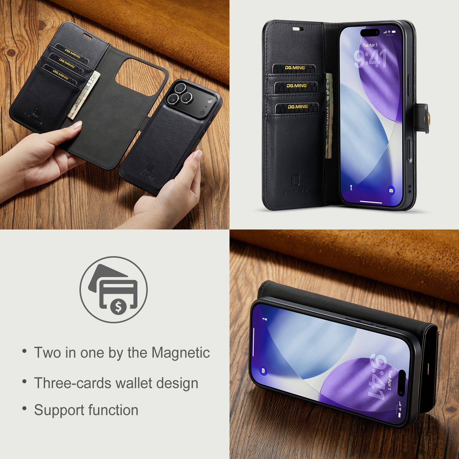 Cover portafoglio Magnet Wallet iPhone 17 Pro Max Black