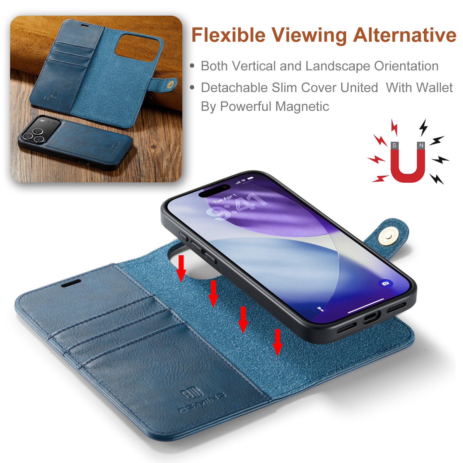 Cover portafoglio Magnet Wallet iPhone 17 Pro Max Blue