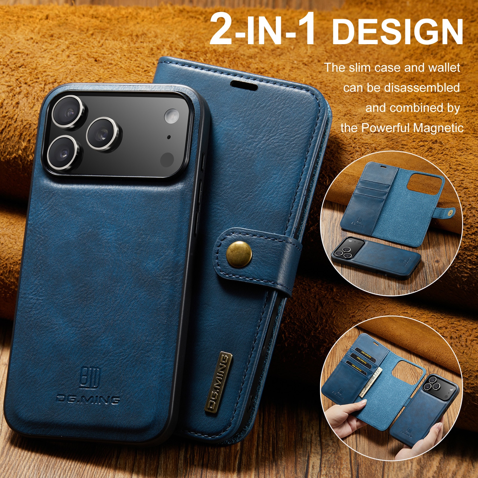 Cover portafoglio Magnet Wallet iPhone 17 Pro Max Blue