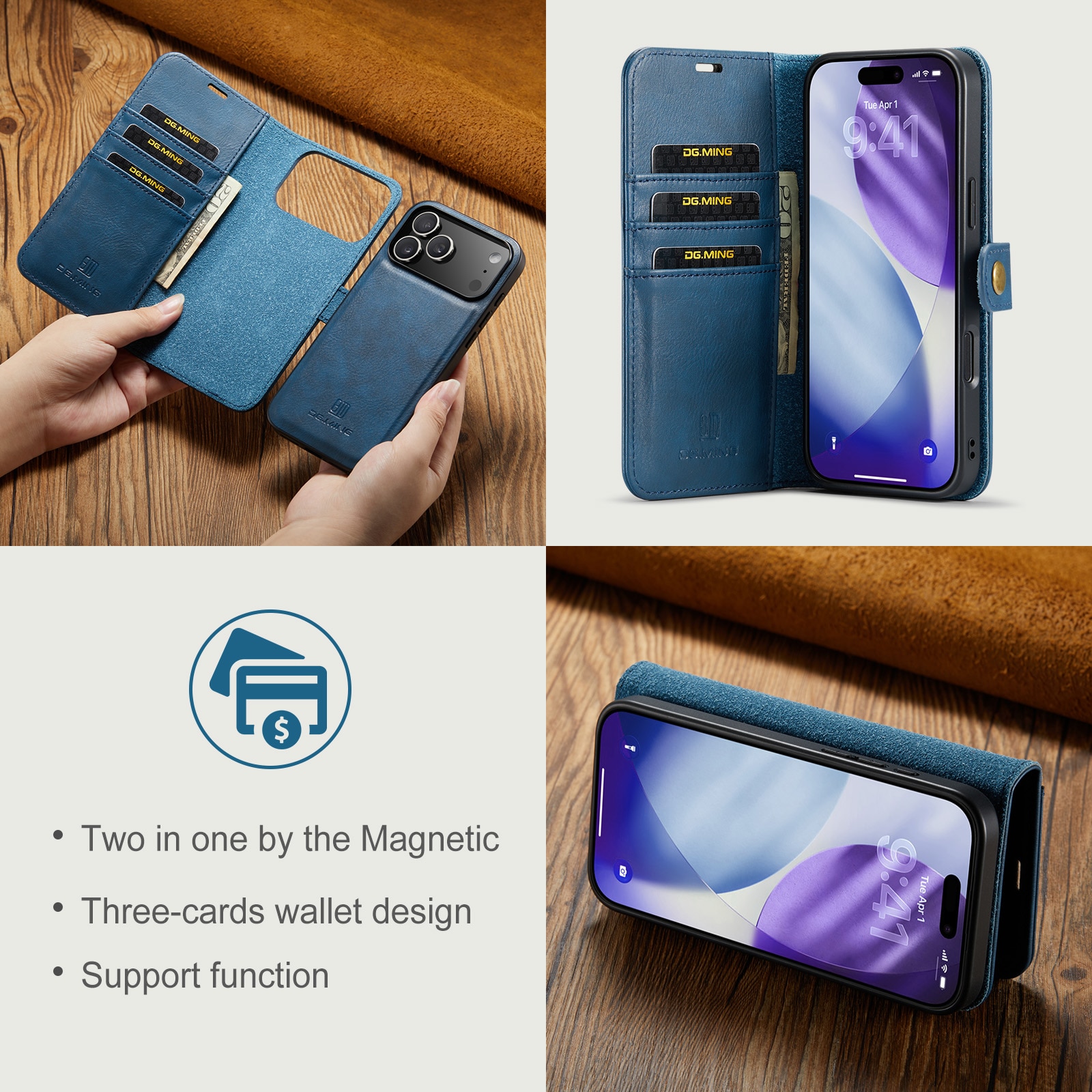 Cover portafoglio Magnet Wallet iPhone 17 Pro Max Blue