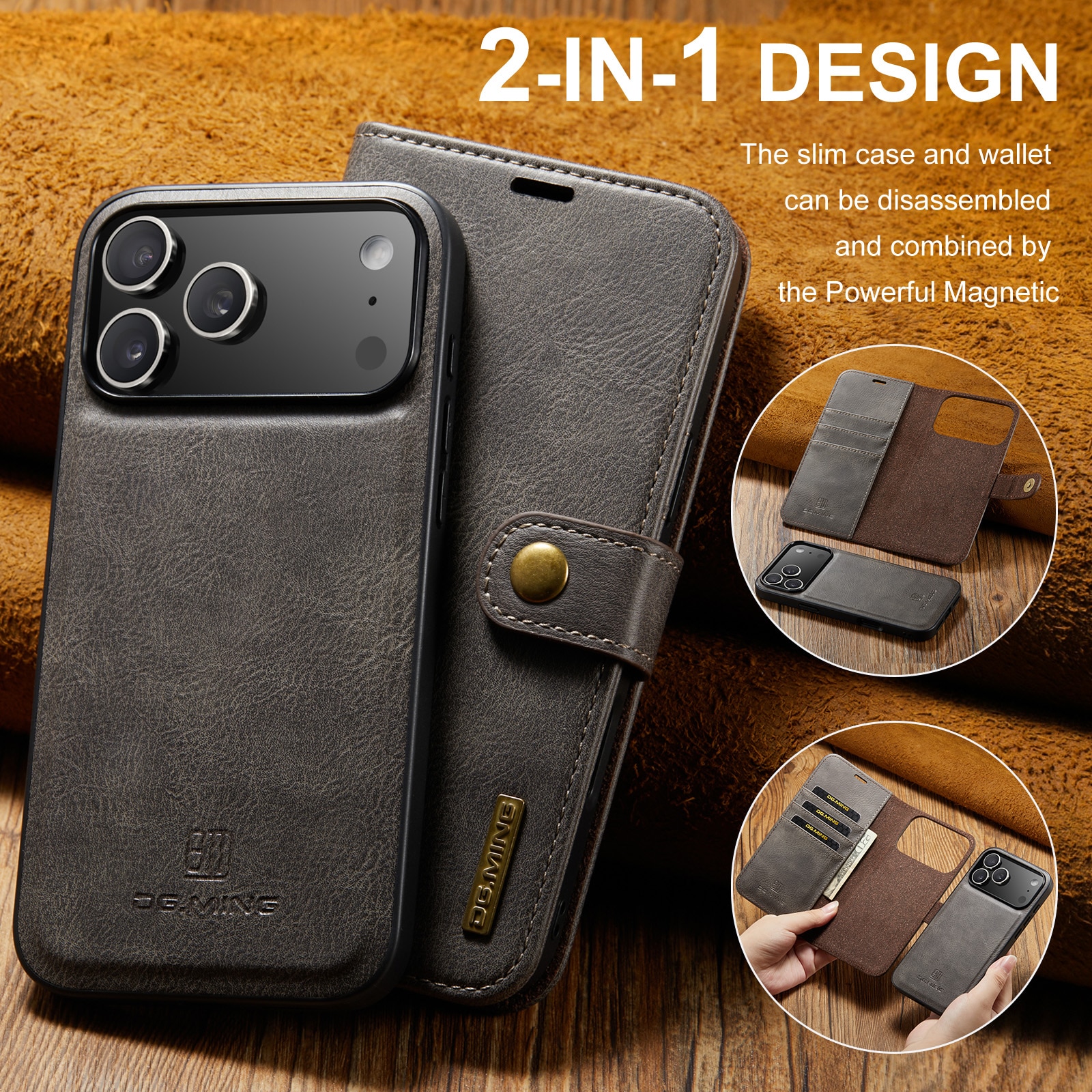 Cover portafoglio Magnet Wallet iPhone 17 Pro Max Brown