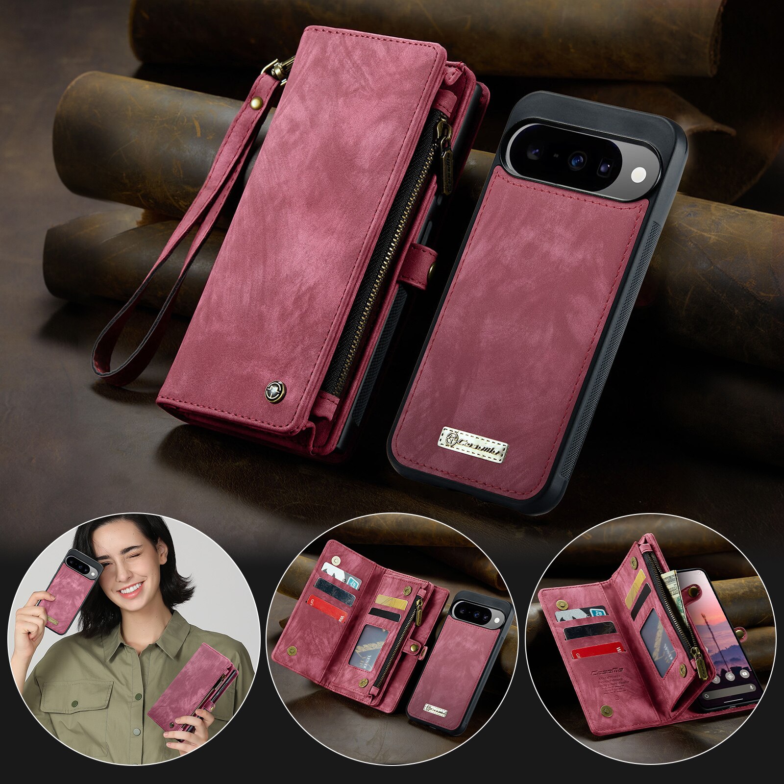Cover portafoglio Multi-Slot Google Pixel 10 Rosso