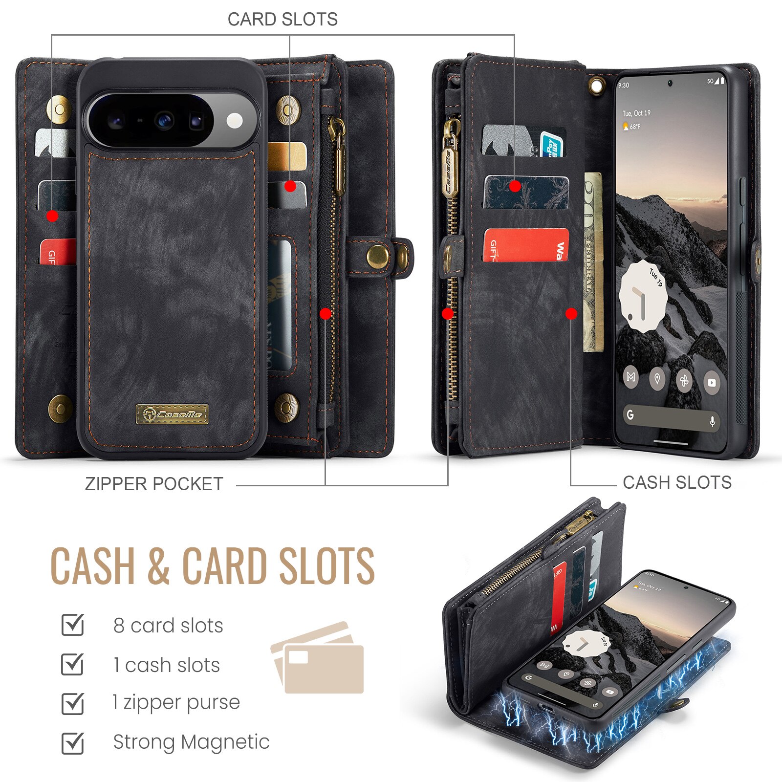 Cover portafoglio Multi-Slot Google Pixel 10 Grigio
