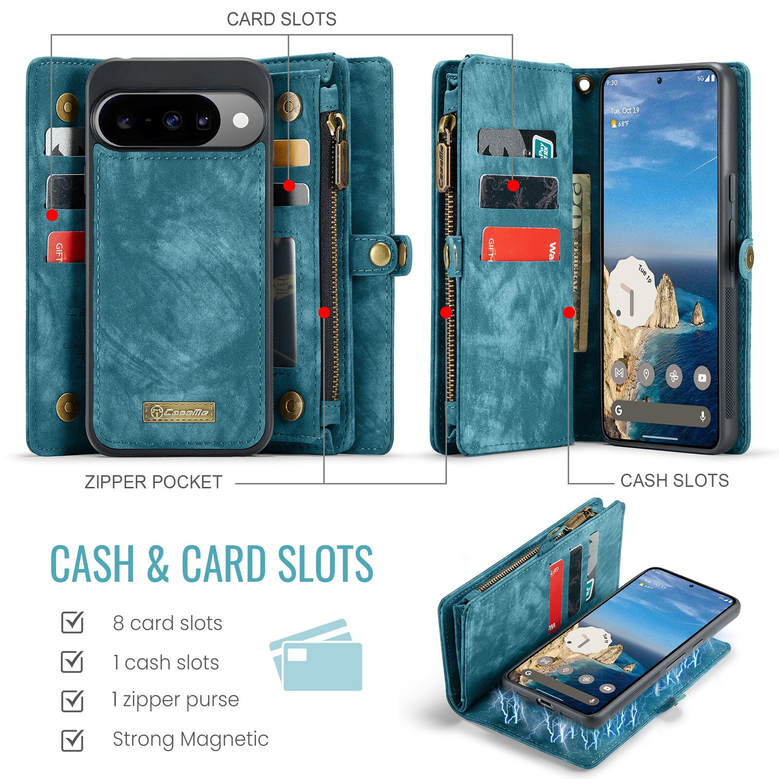 Cover portafoglio Multi-Slot Google Pixel 10 Blu