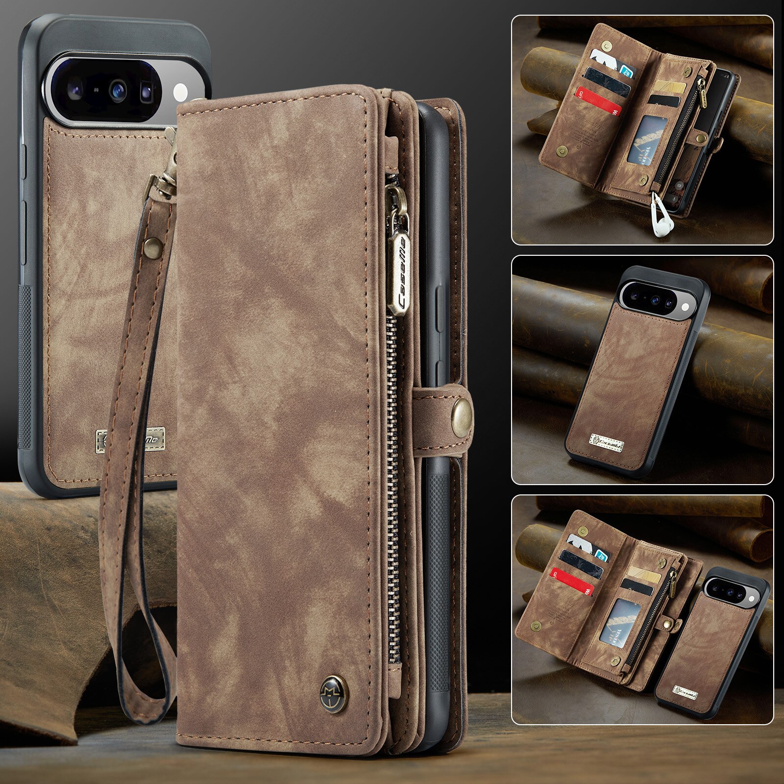 Cover portafoglio Multi-Slot Google Pixel 10 Marrone