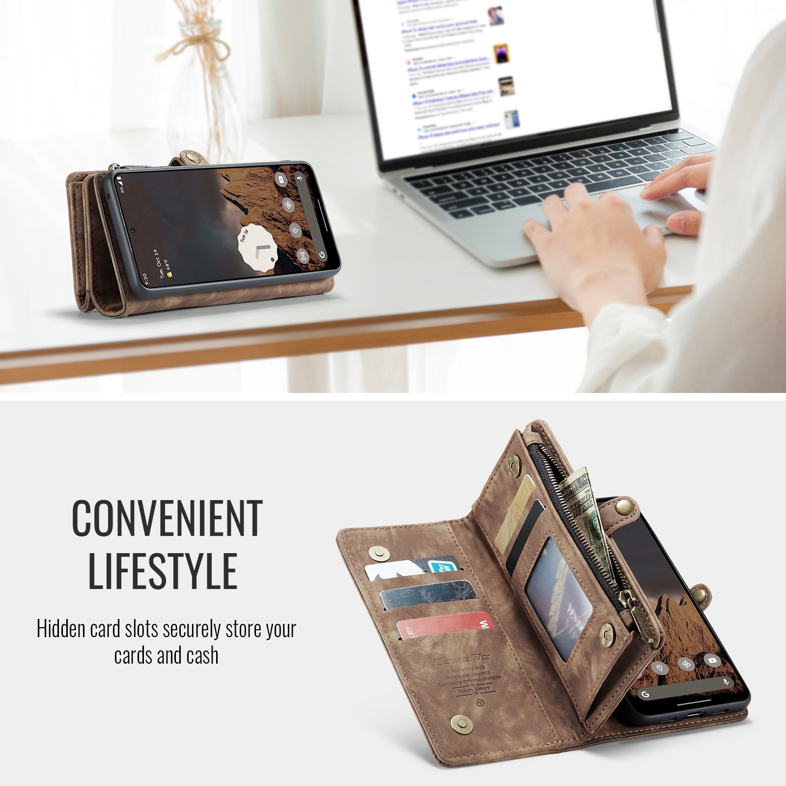 Cover portafoglio Multi-Slot Google Pixel 10 Marrone