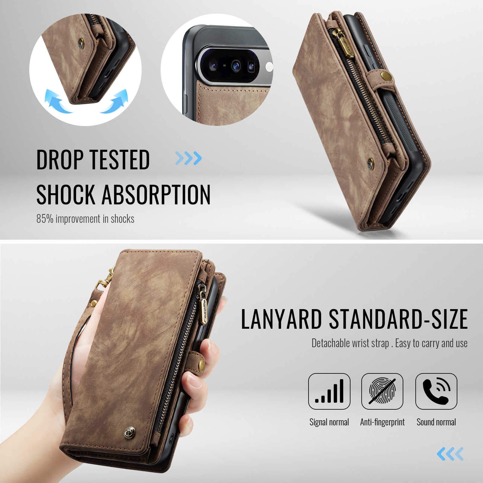 Cover portafoglio Multi-Slot Google Pixel 10 Marrone