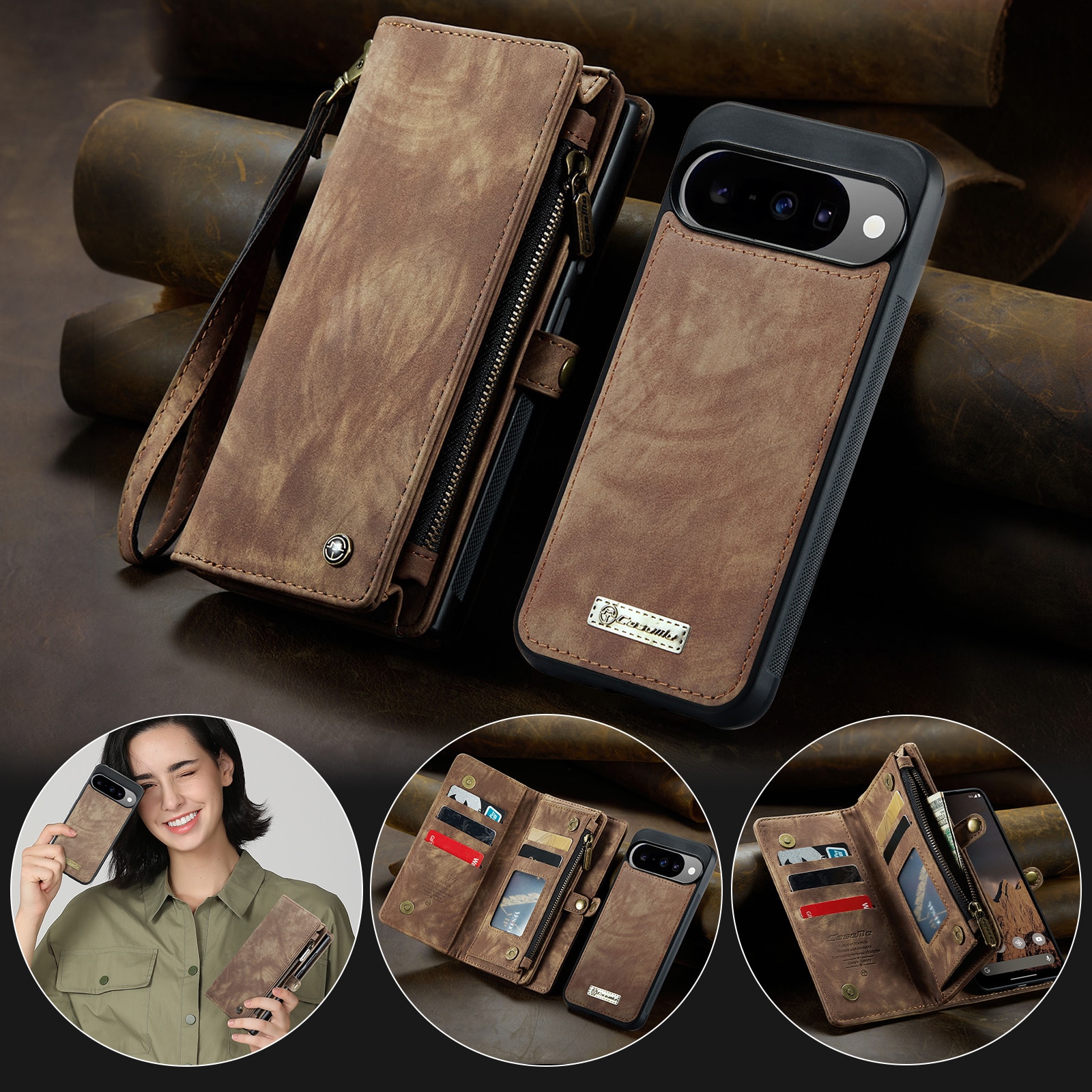 Cover portafoglio Multi-Slot Google Pixel 10 Marrone
